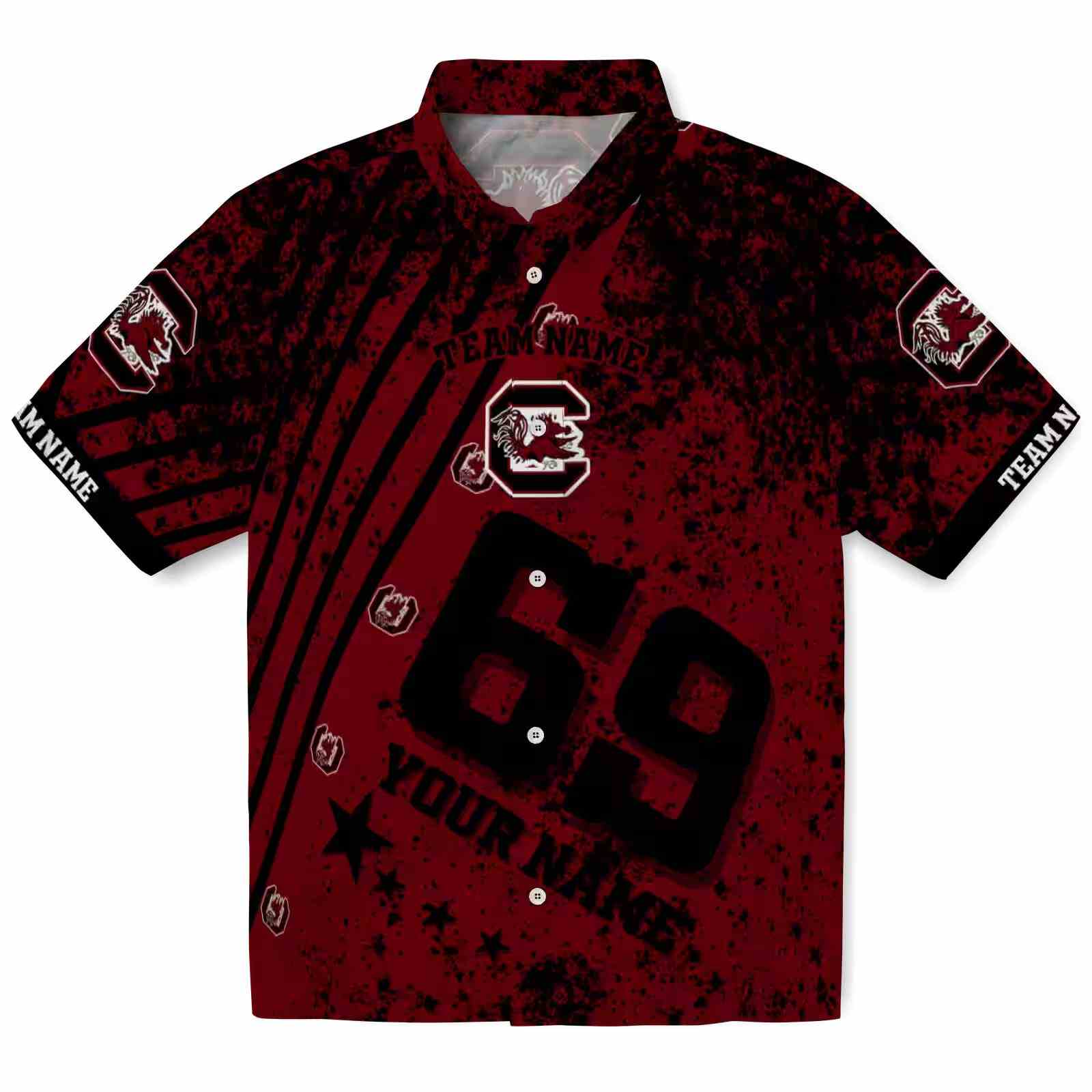 Personalized South Carolina Gamecocks Star Stripes Garnet Hawaiian Shirt