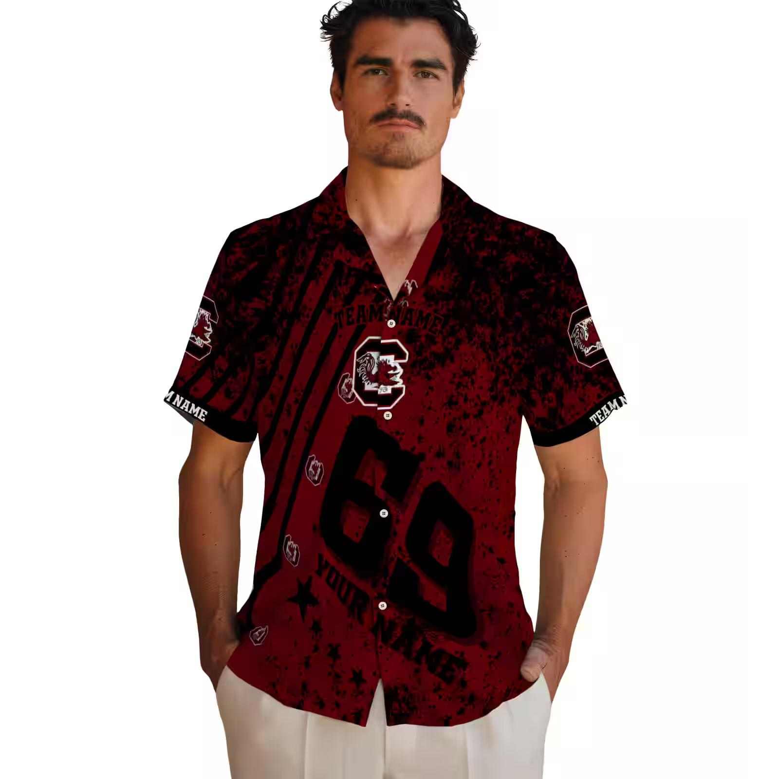 personalized south carolina gamecocks star stripes garnet hawaiian shirt fashion forward