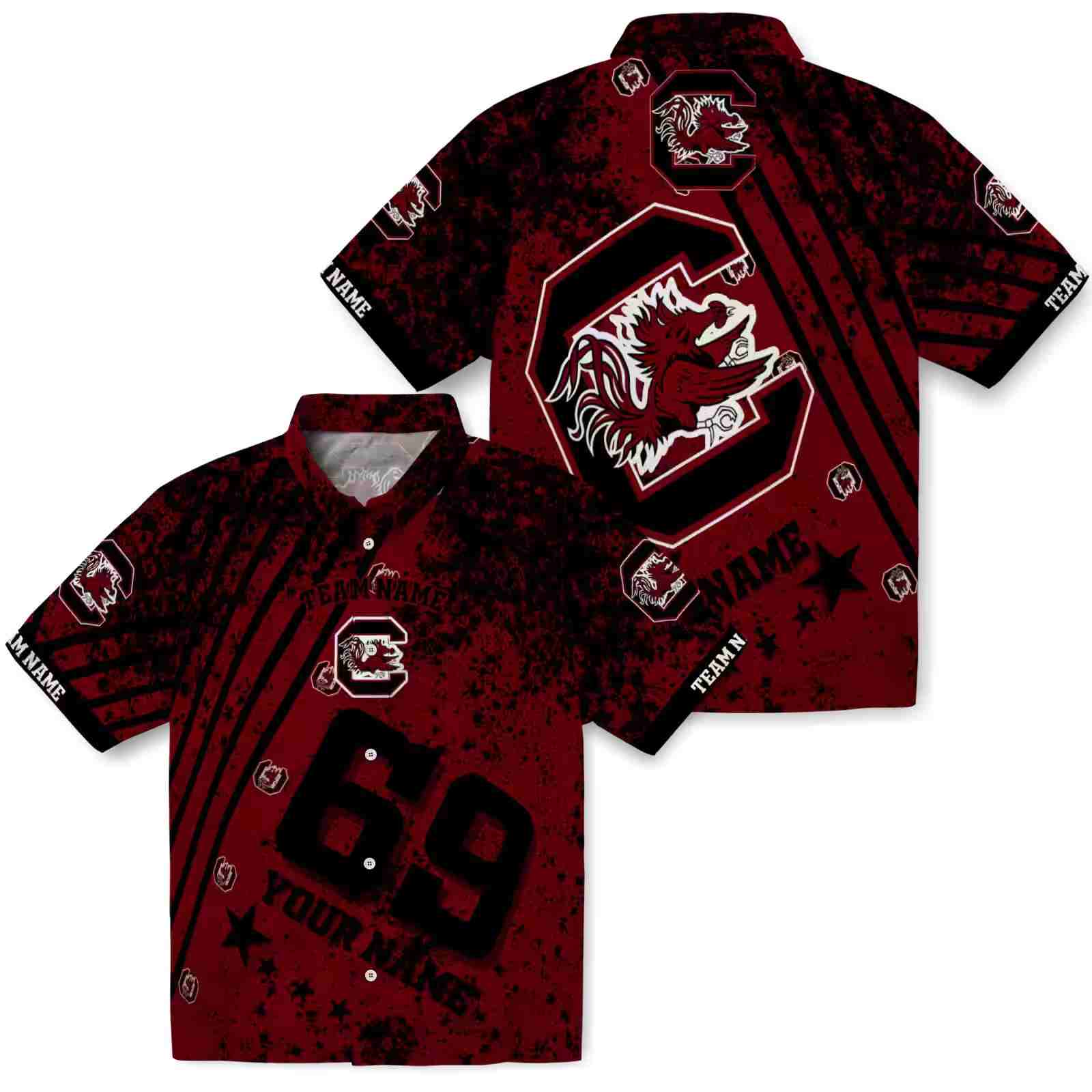 personalized south carolina gamecocks star stripes garnet hawaiian shirt high quality