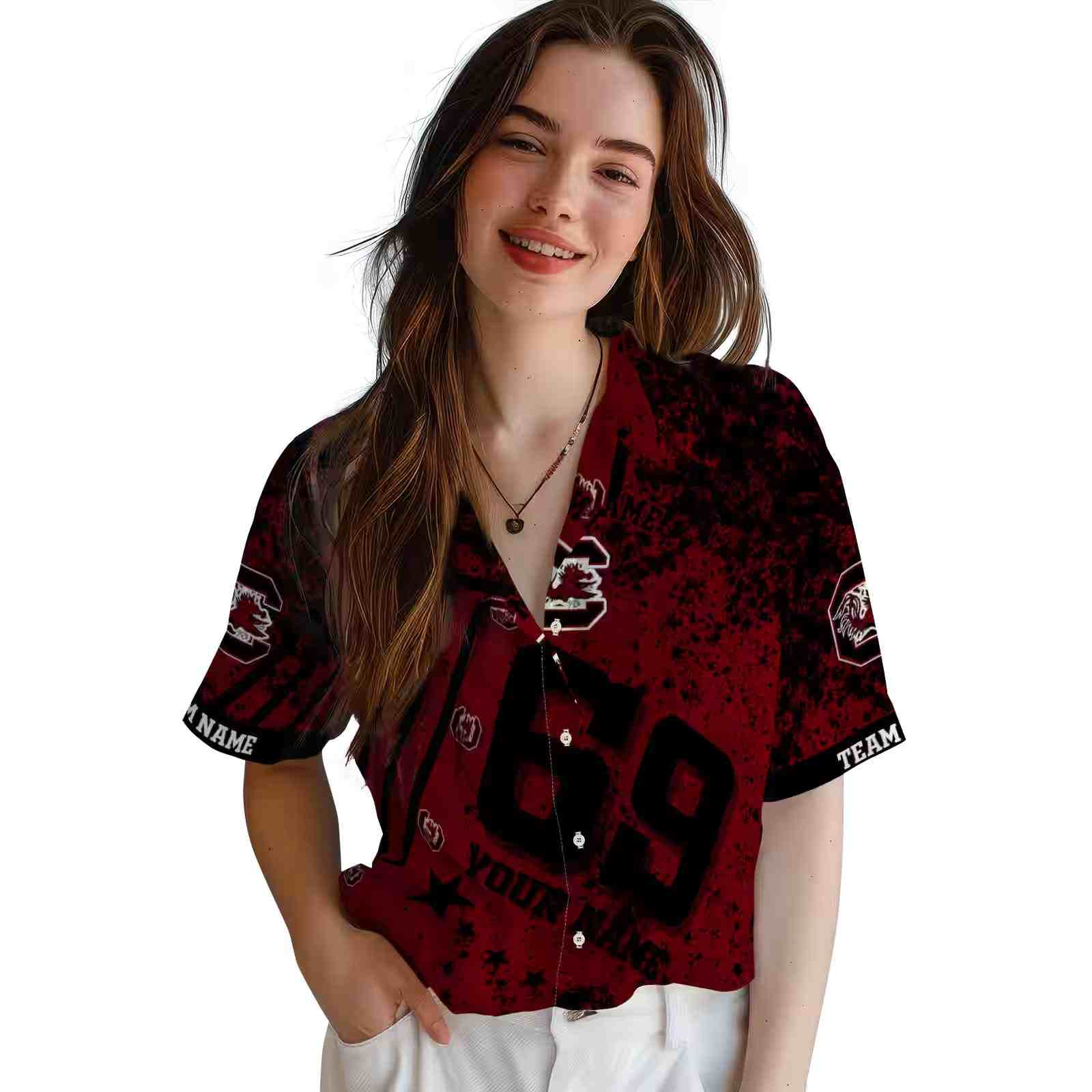 personalized south carolina gamecocks star stripes garnet hawaiian shirt latest model