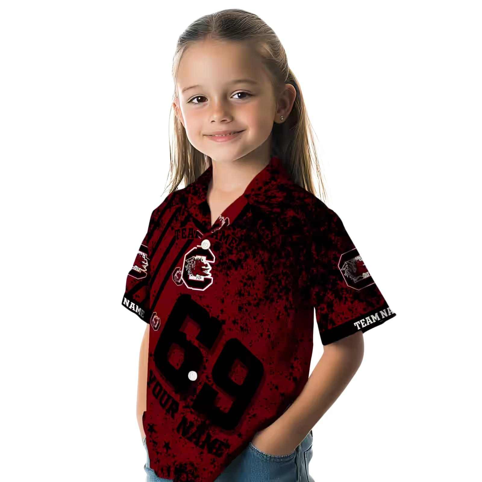 personalized south carolina gamecocks star stripes garnet hawaiian shirt premium grade