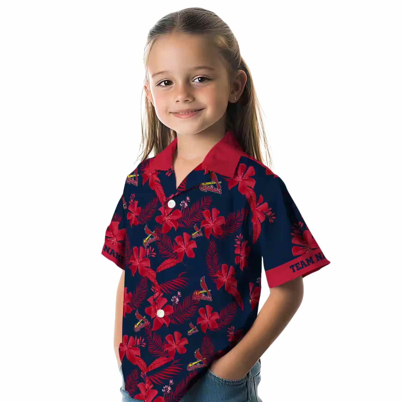 personalized st louis cardinals botanical print navy hawaiian shirt premium grade