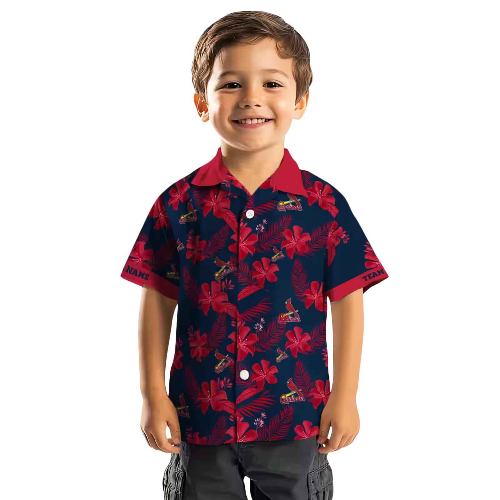 personalized st louis cardinals botanical print navy hawaiian shirt top rated