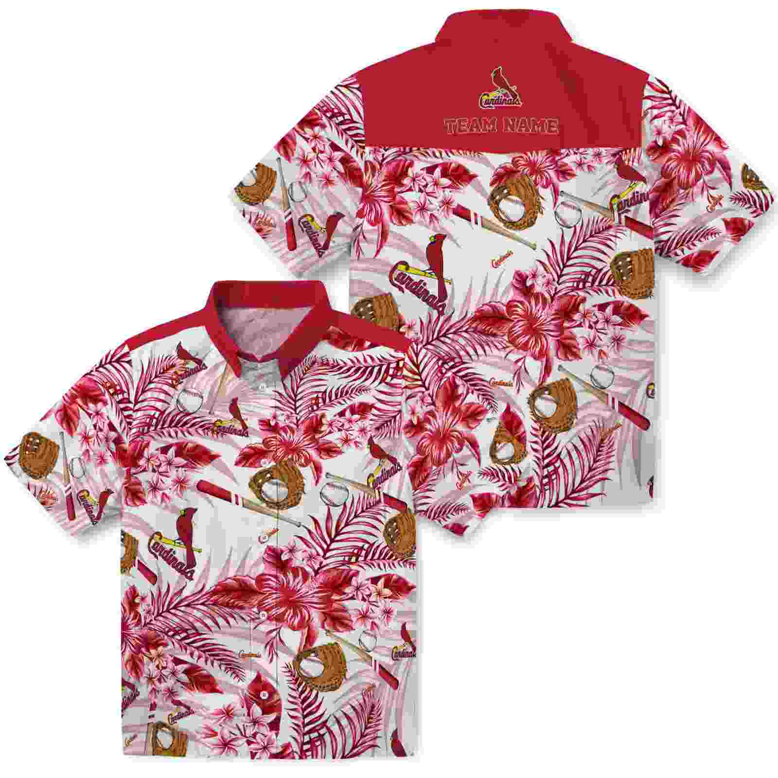 personalized st louis cardinals floral baseball red white hawaiian shirt high quality