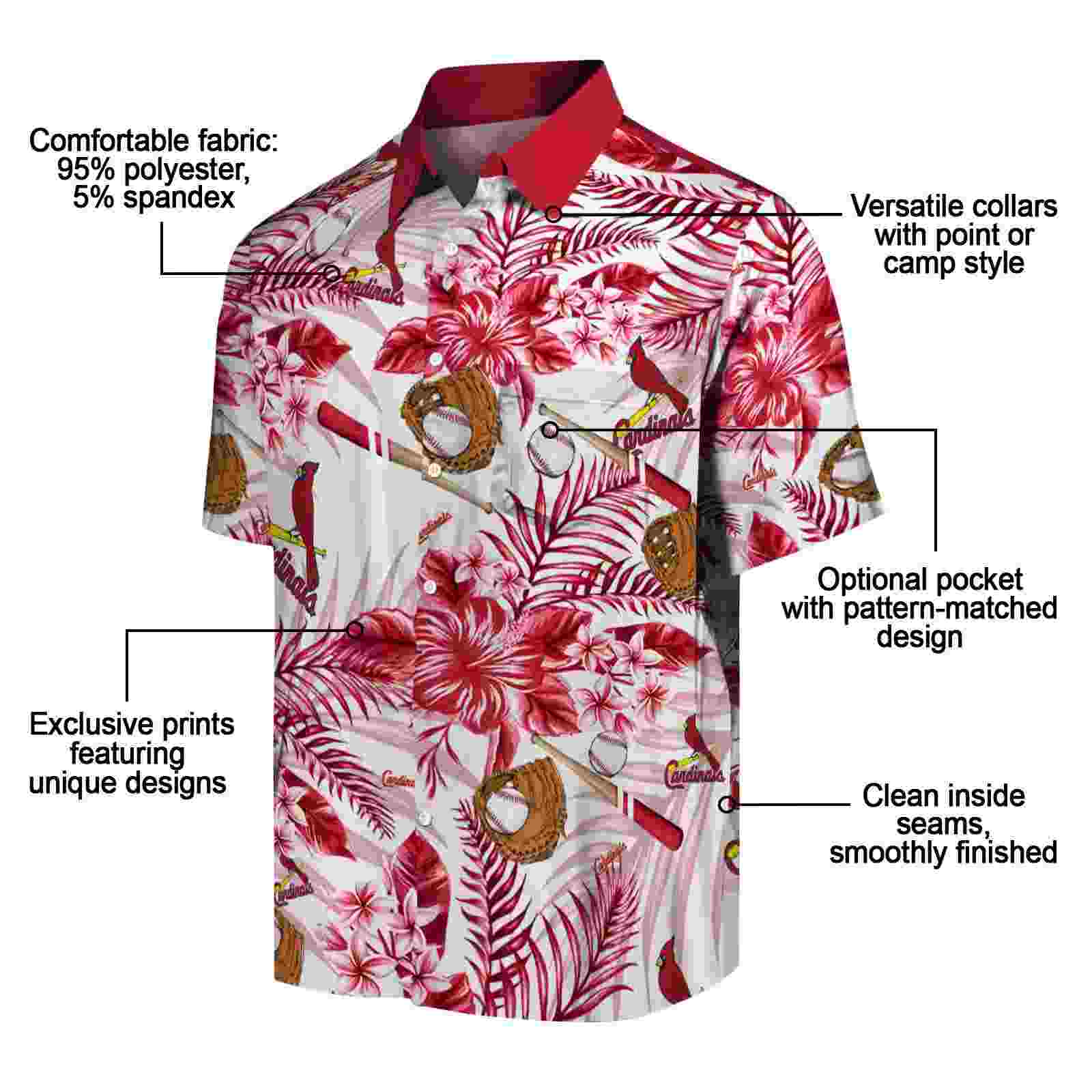 personalized st louis cardinals floral baseball red white hawaiian shirt new arrival