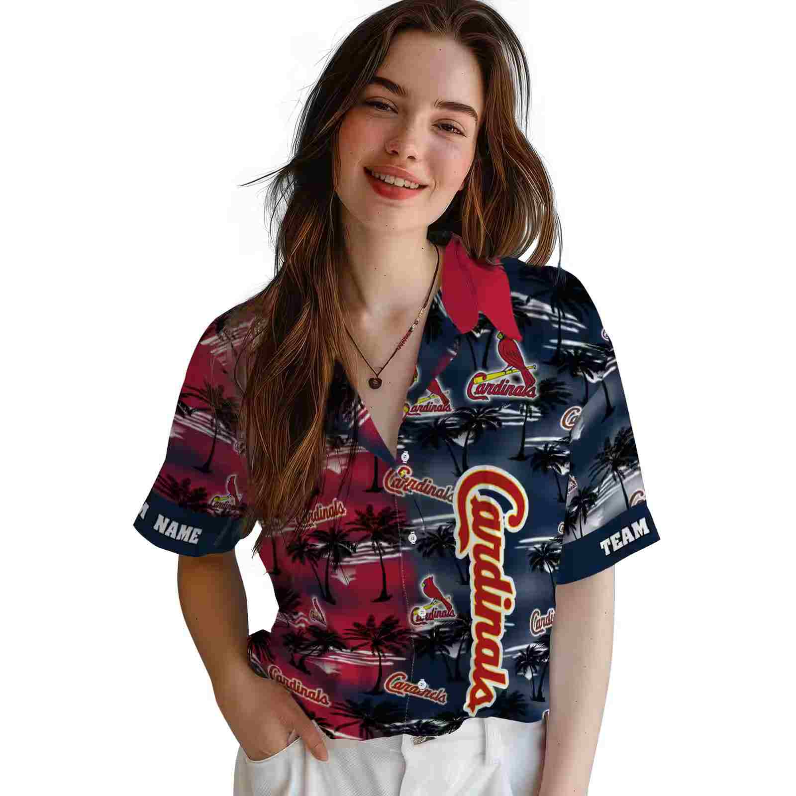 personalized st louis cardinals palm silhouettes red hawaiian shirt latest model