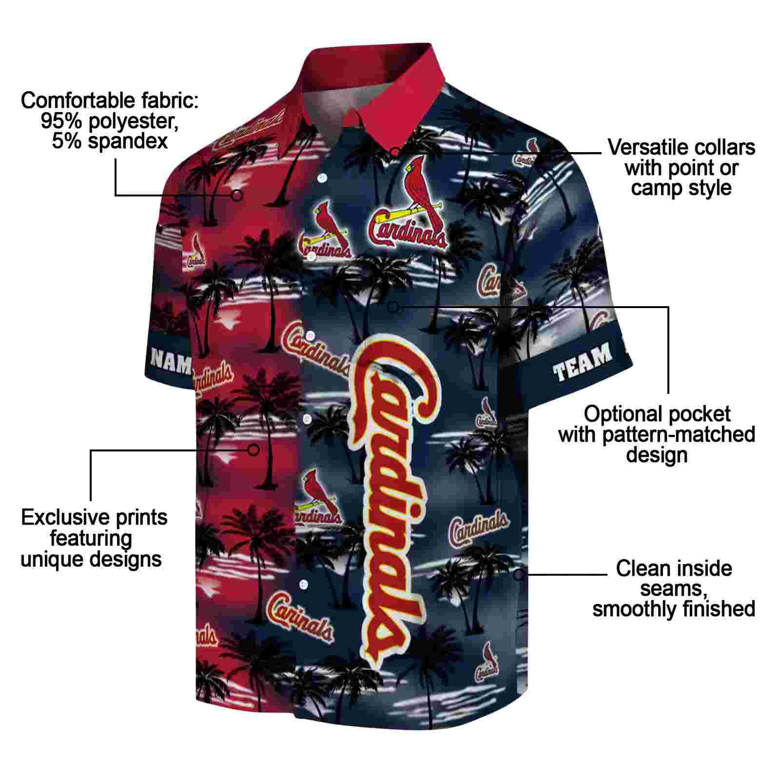 personalized st louis cardinals palm silhouettes red hawaiian shirt new arrival