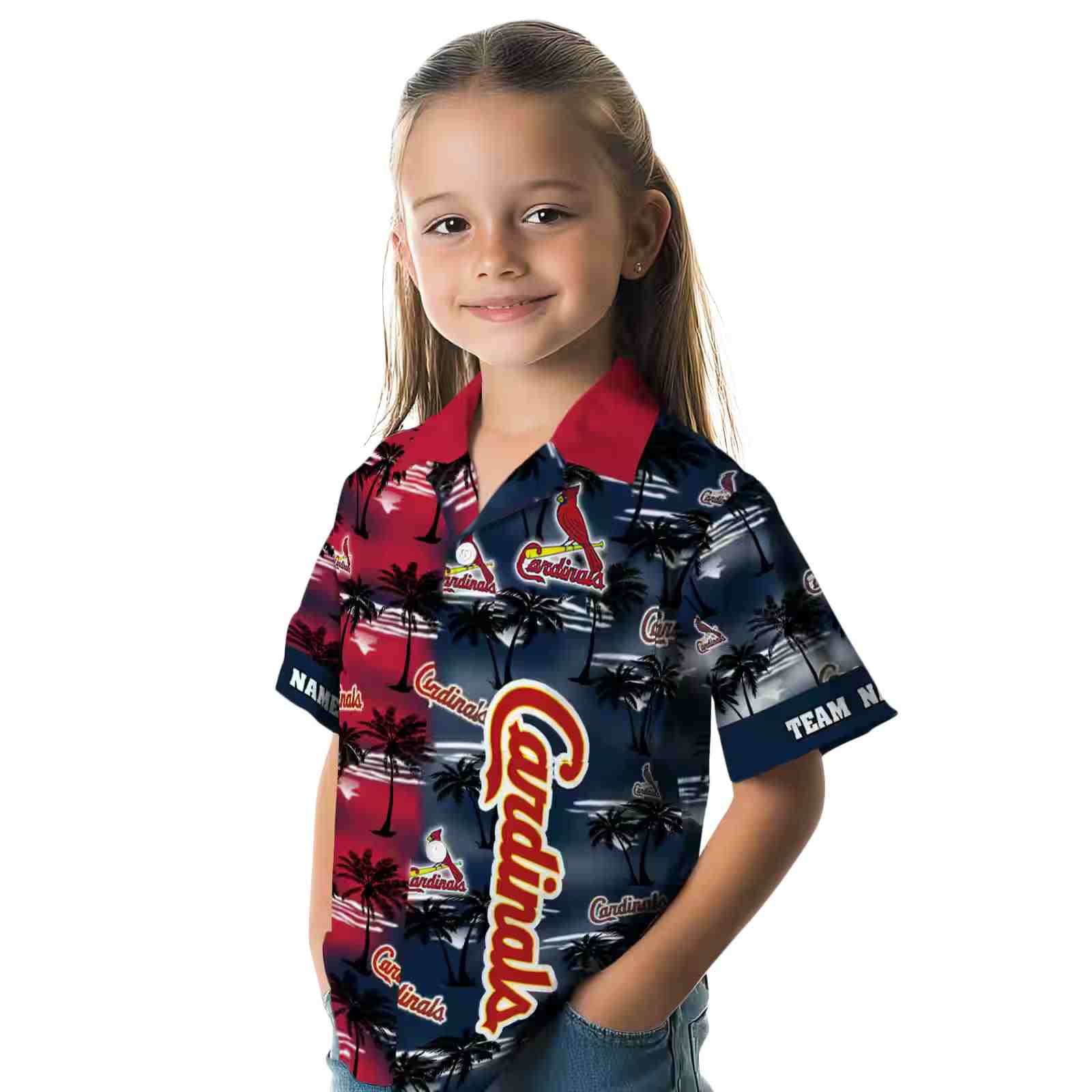 personalized st louis cardinals palm silhouettes red hawaiian shirt premium grade