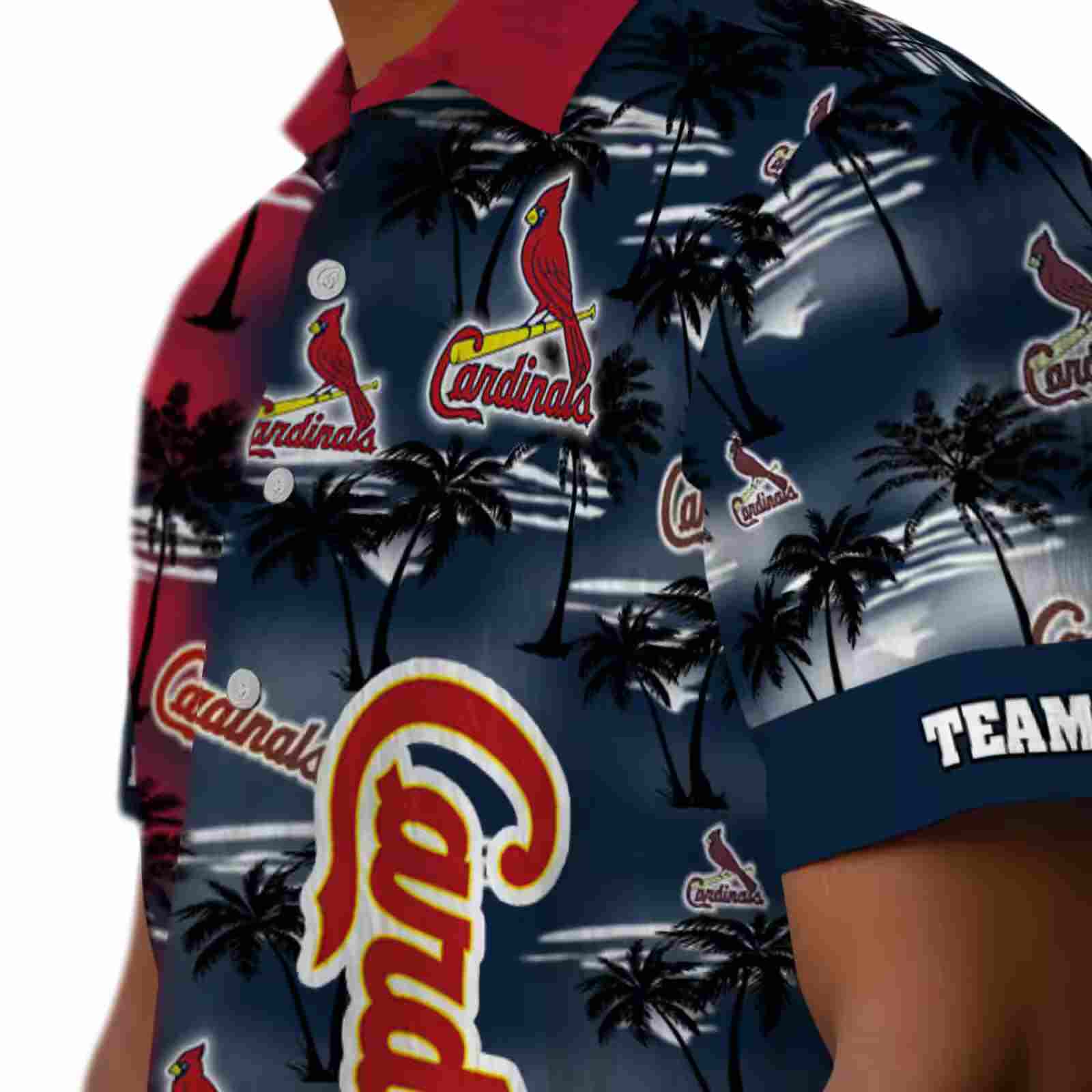 personalized st louis cardinals palm silhouettes red hawaiian shirt trendy