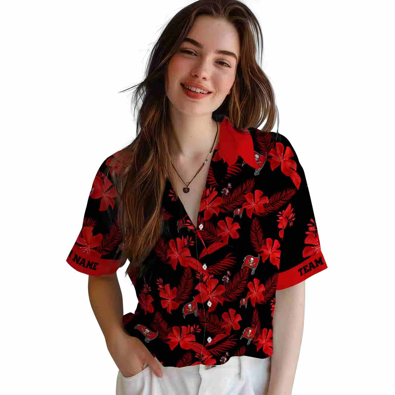 personalized tampa bay buccaneers botanical print black hawaiian shirt latest model