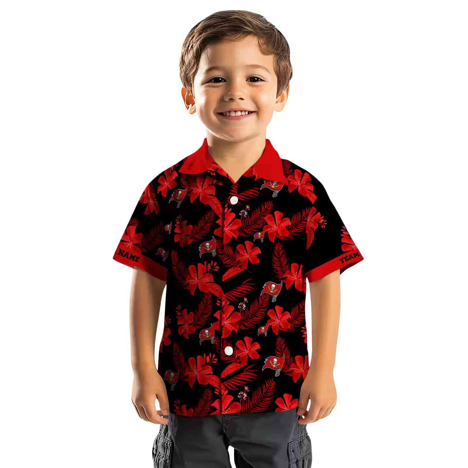 personalized tampa bay buccaneers botanical print black hawaiian shirt top rated