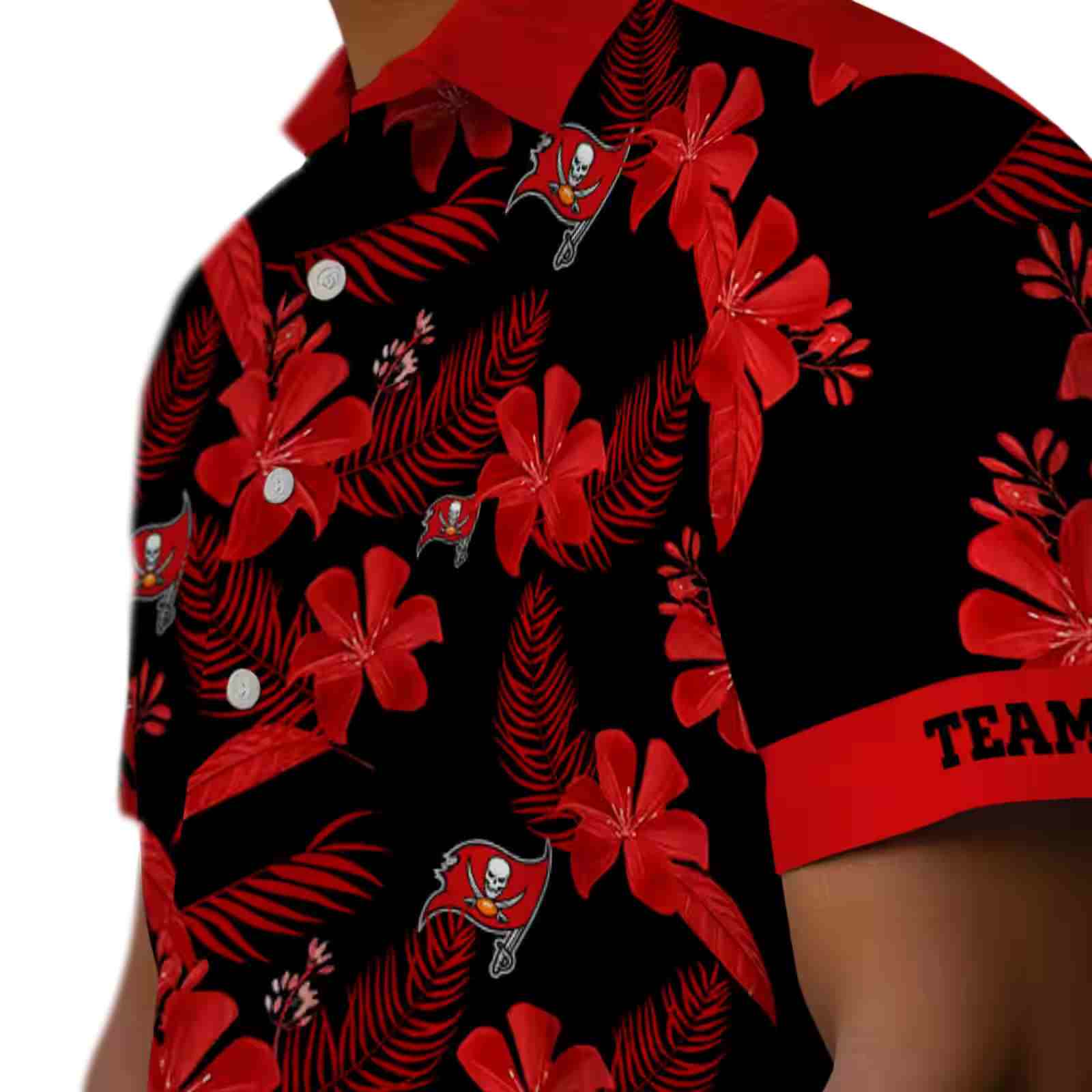 personalized tampa bay buccaneers botanical print black hawaiian shirt trendy