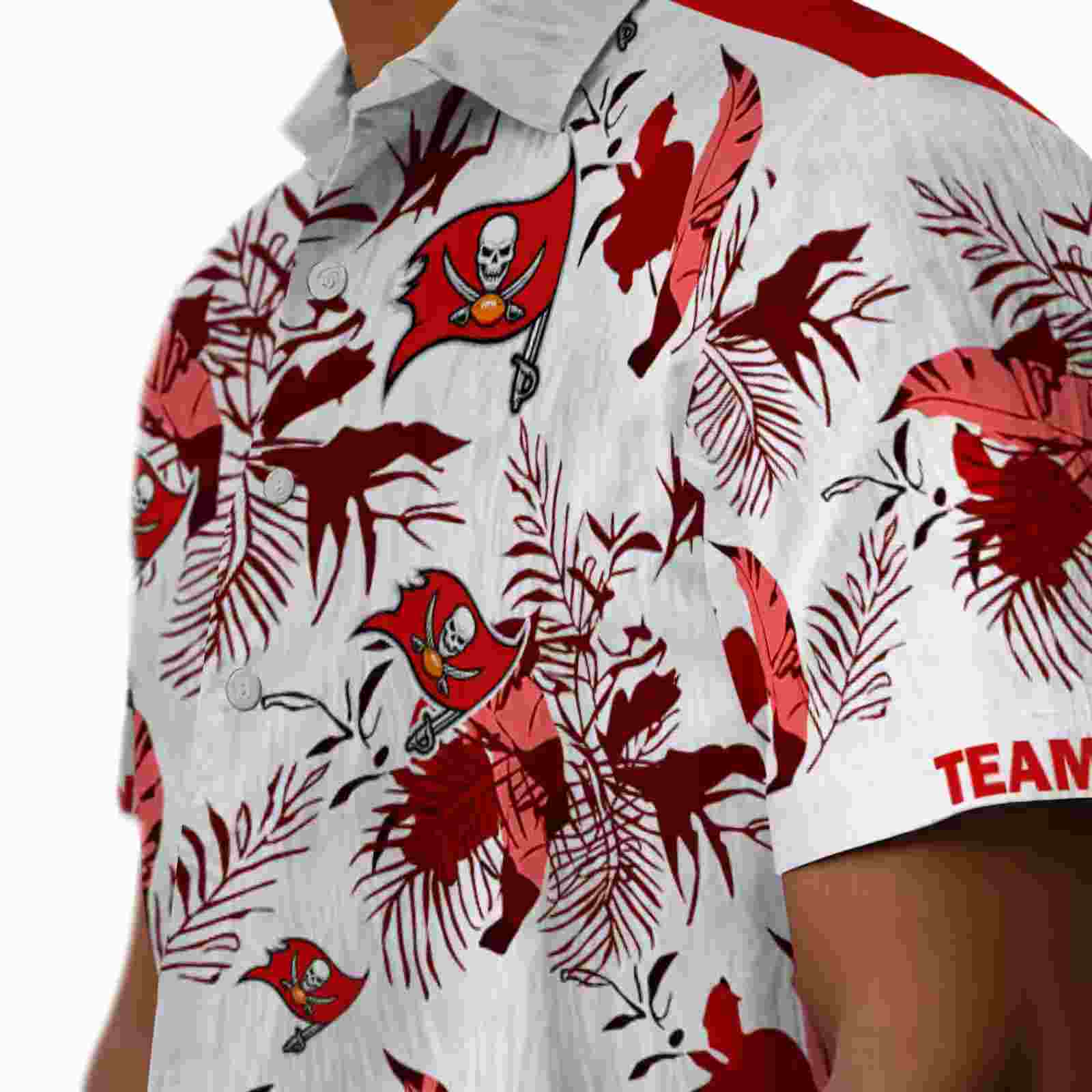 personalized tampa bay buccaneers botanical theme red white hawaiian shirt trendy