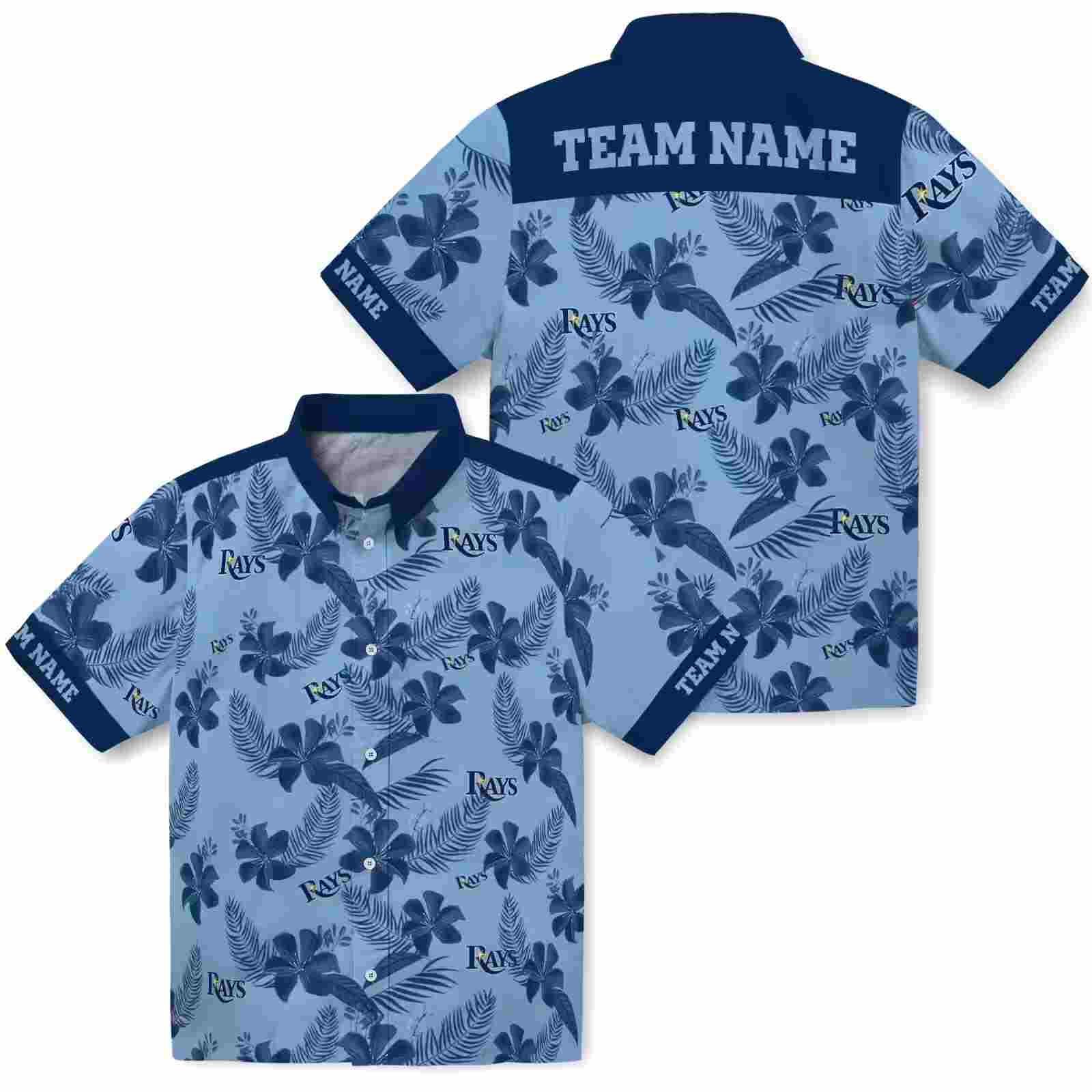 personalized tampa bay rays botanical print light blue hawaiian shirt high quality