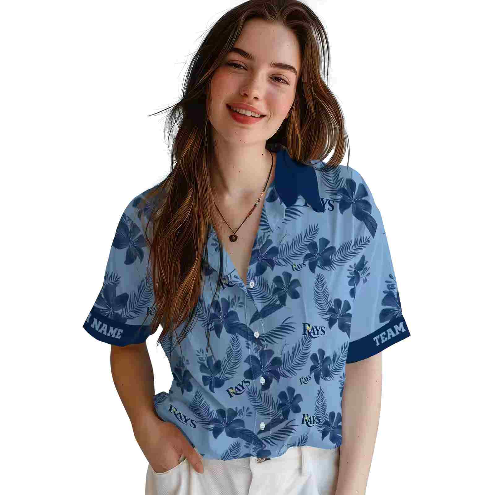 personalized tampa bay rays botanical print light blue hawaiian shirt latest model