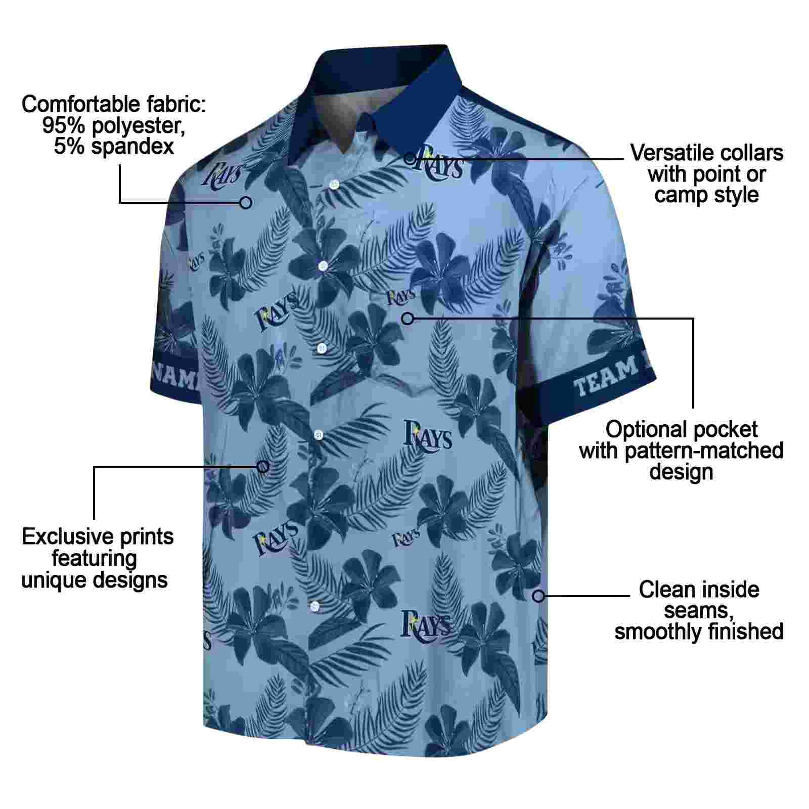 personalized tampa bay rays botanical print light blue hawaiian shirt new arrival