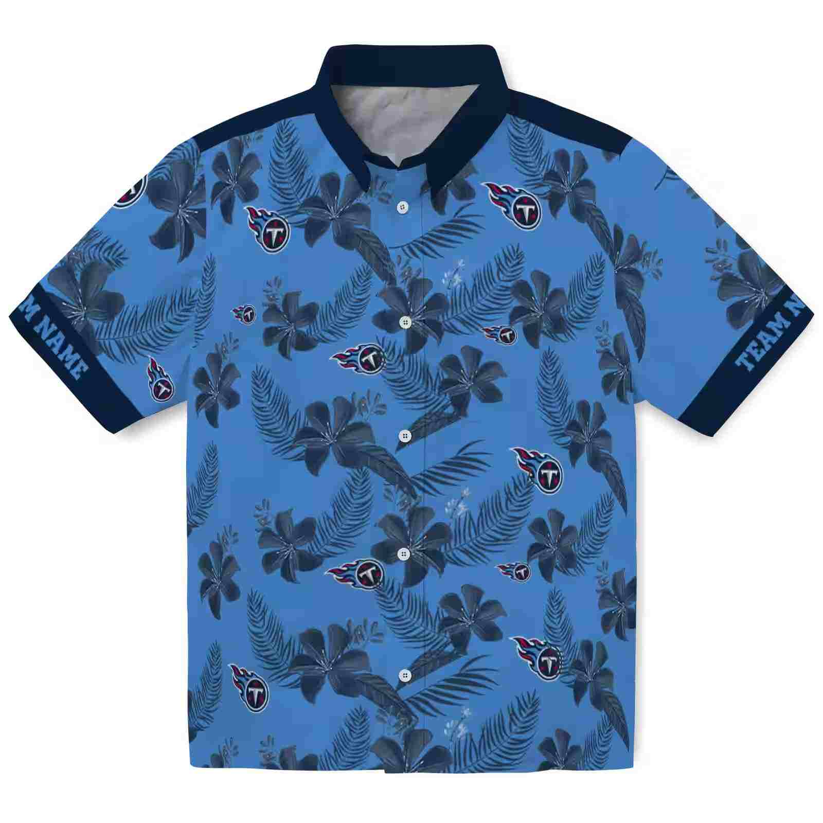 Personalized Tennessee Titans Botanical Print Blue Hawaiian Shirt