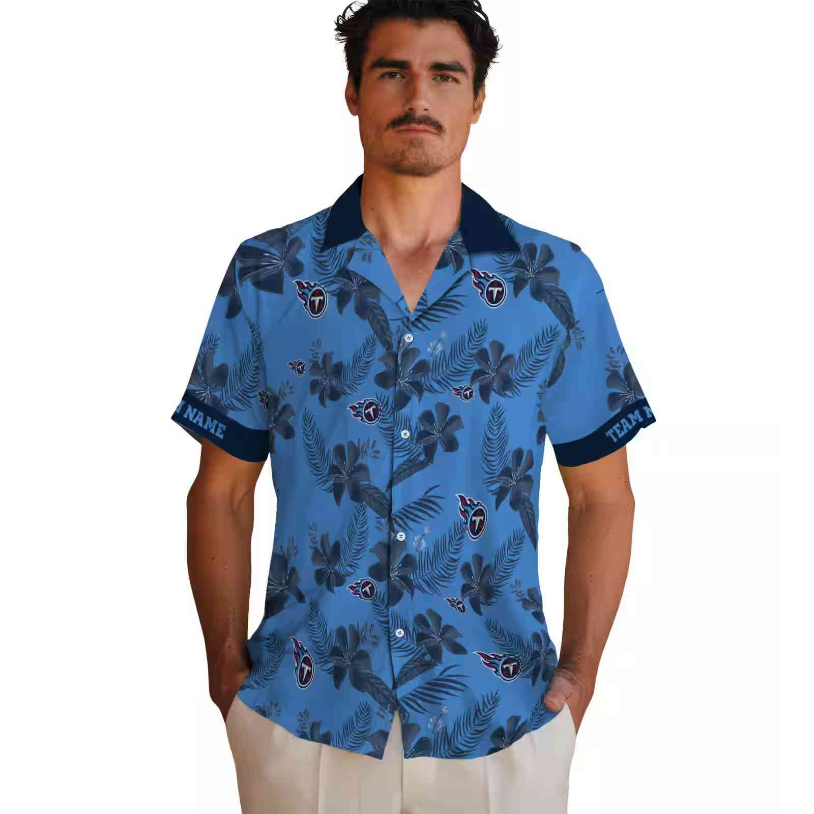 personalized tennessee titans botanical print blue hawaiian shirt fashion forward