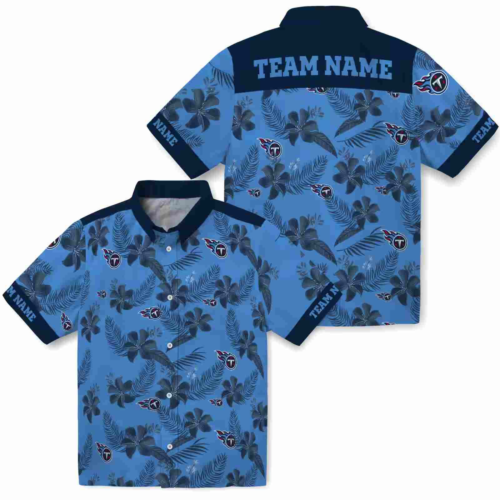 personalized tennessee titans botanical print blue hawaiian shirt high quality