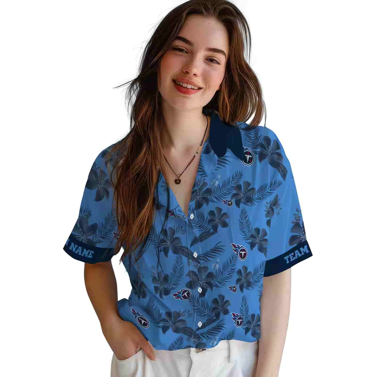 personalized tennessee titans botanical print blue hawaiian shirt latest model