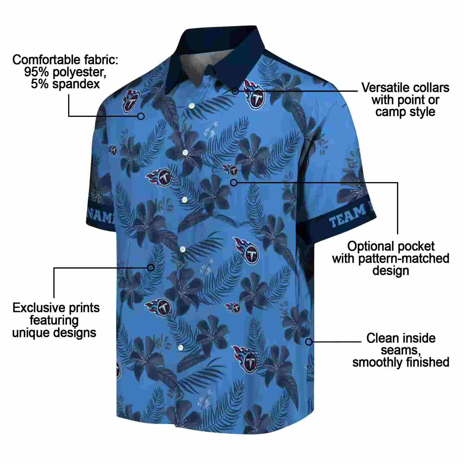 personalized tennessee titans botanical print blue hawaiian shirt new arrival