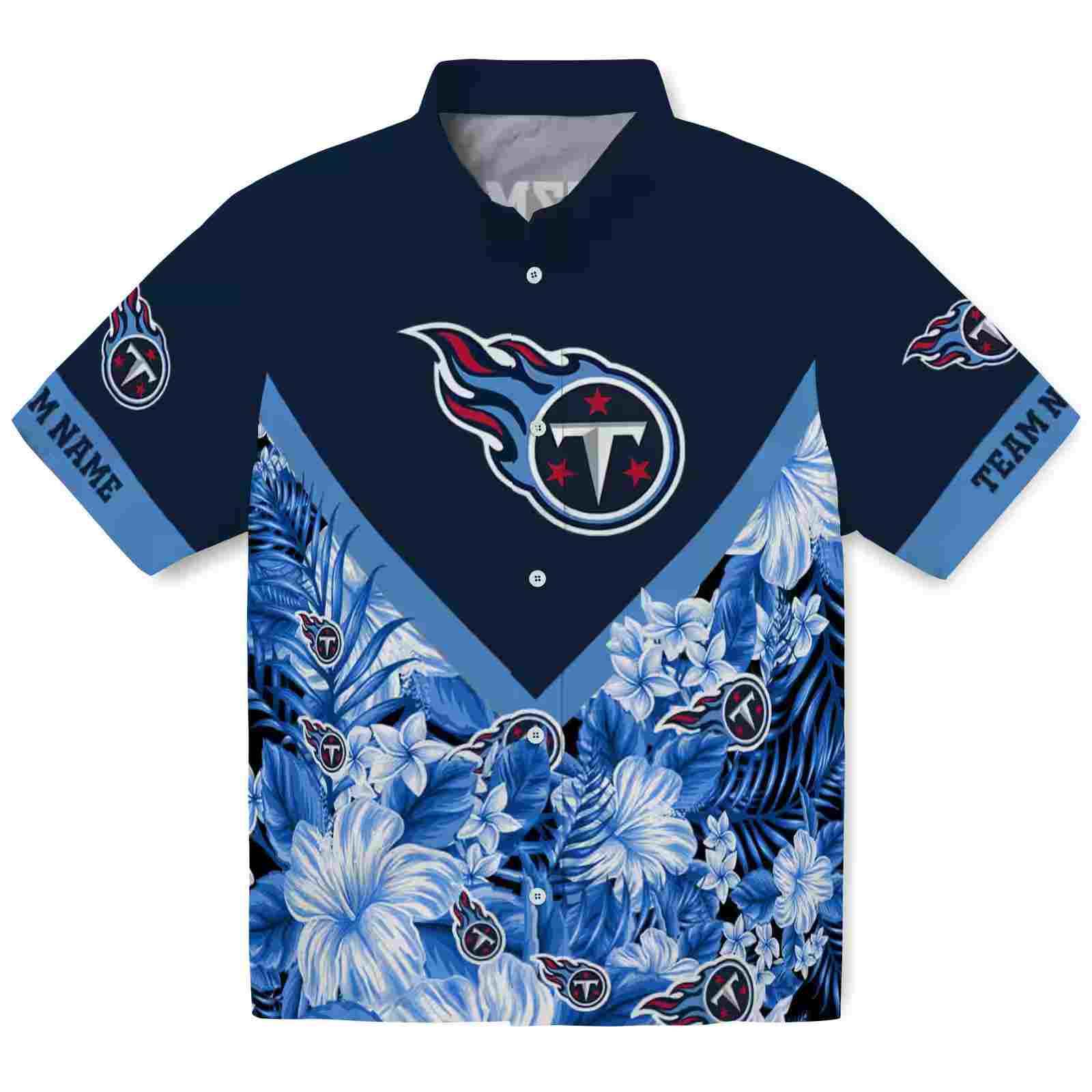 Personalized Tennessee Titans Floral Chevron Navy Hawaiian Shirt