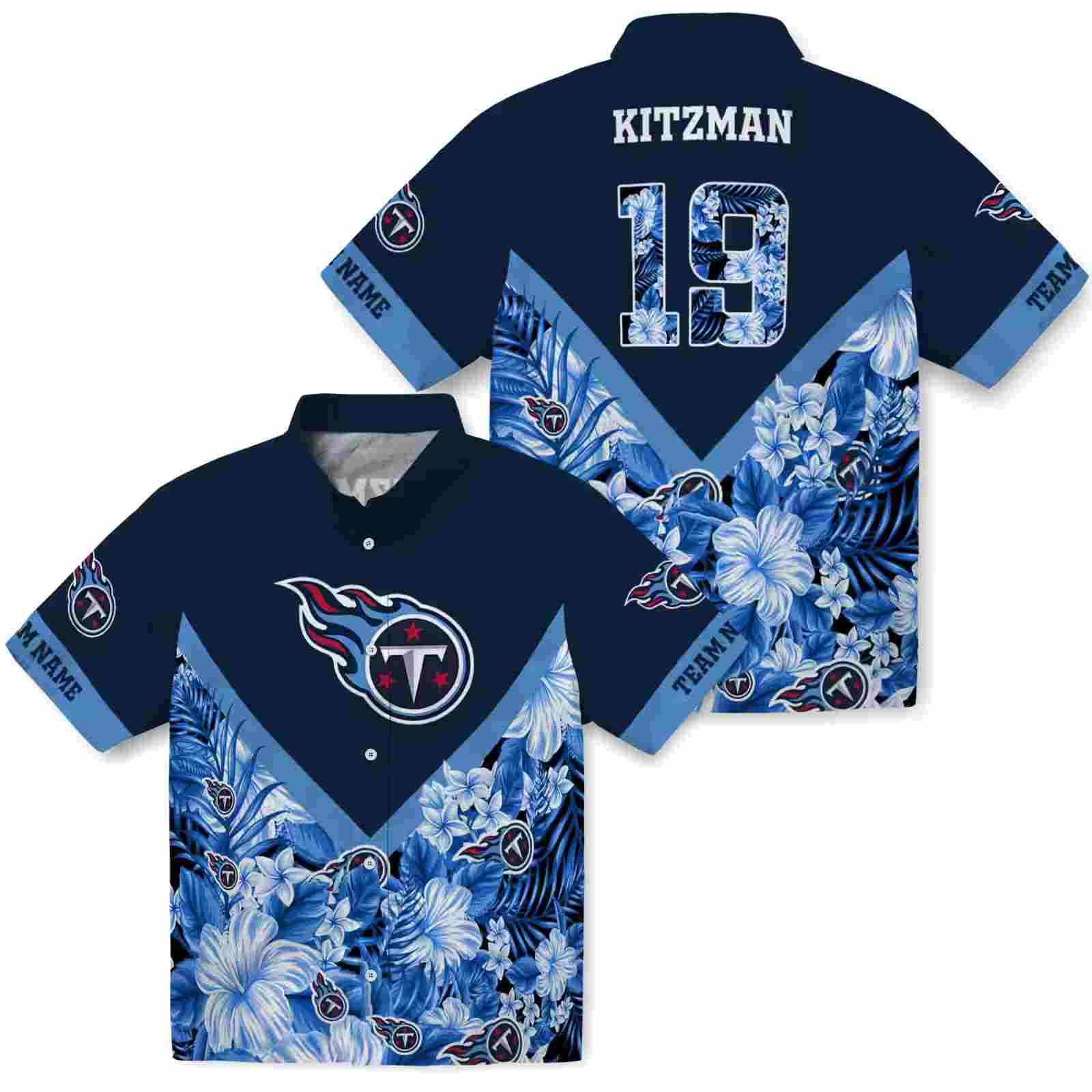 personalized tennessee titans floral chevron navy hawaiian shirt high quality