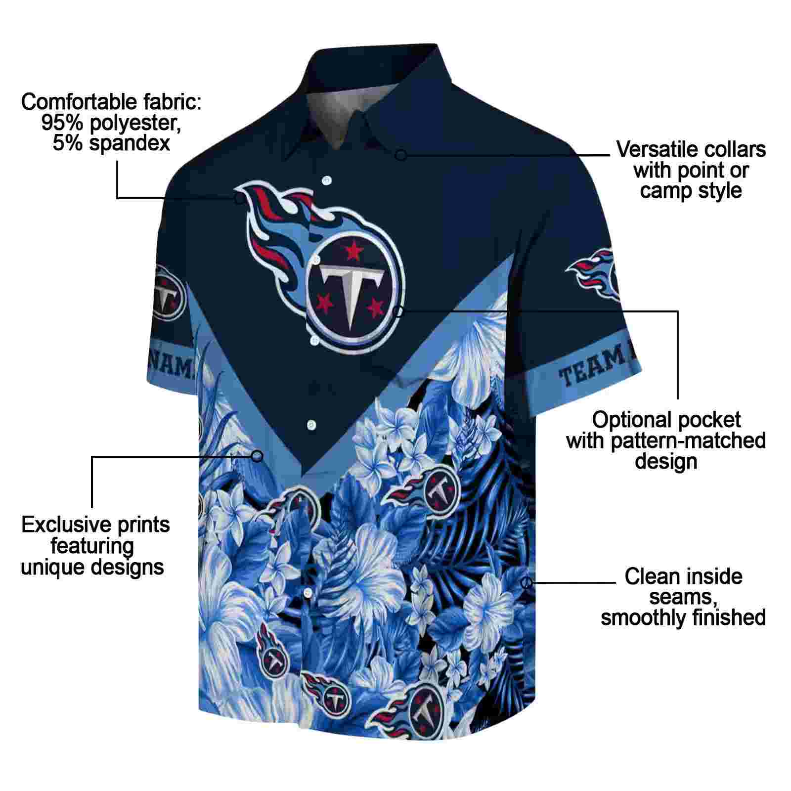 personalized tennessee titans floral chevron navy hawaiian shirt new arrival