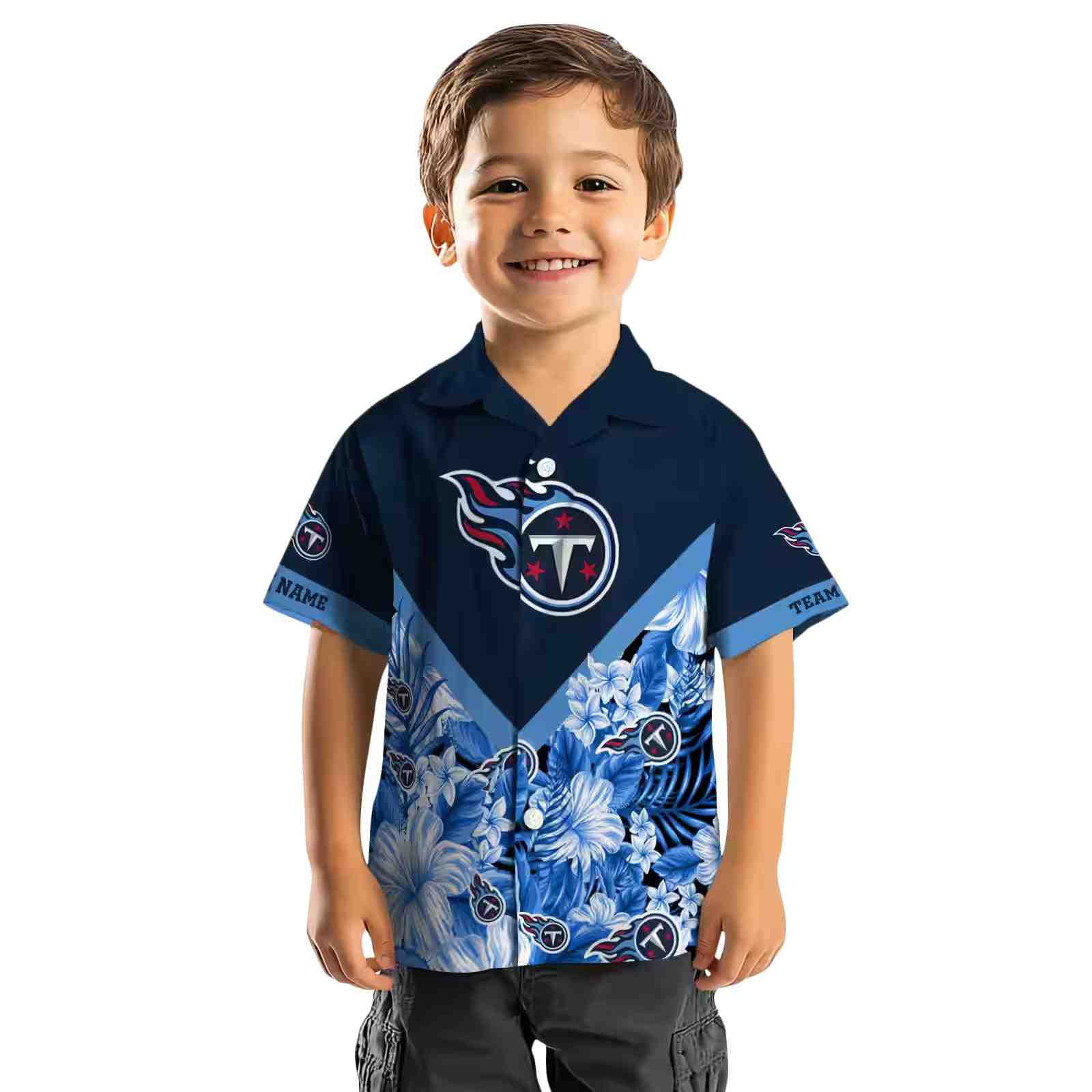 personalized tennessee titans floral chevron navy hawaiian shirt top rated