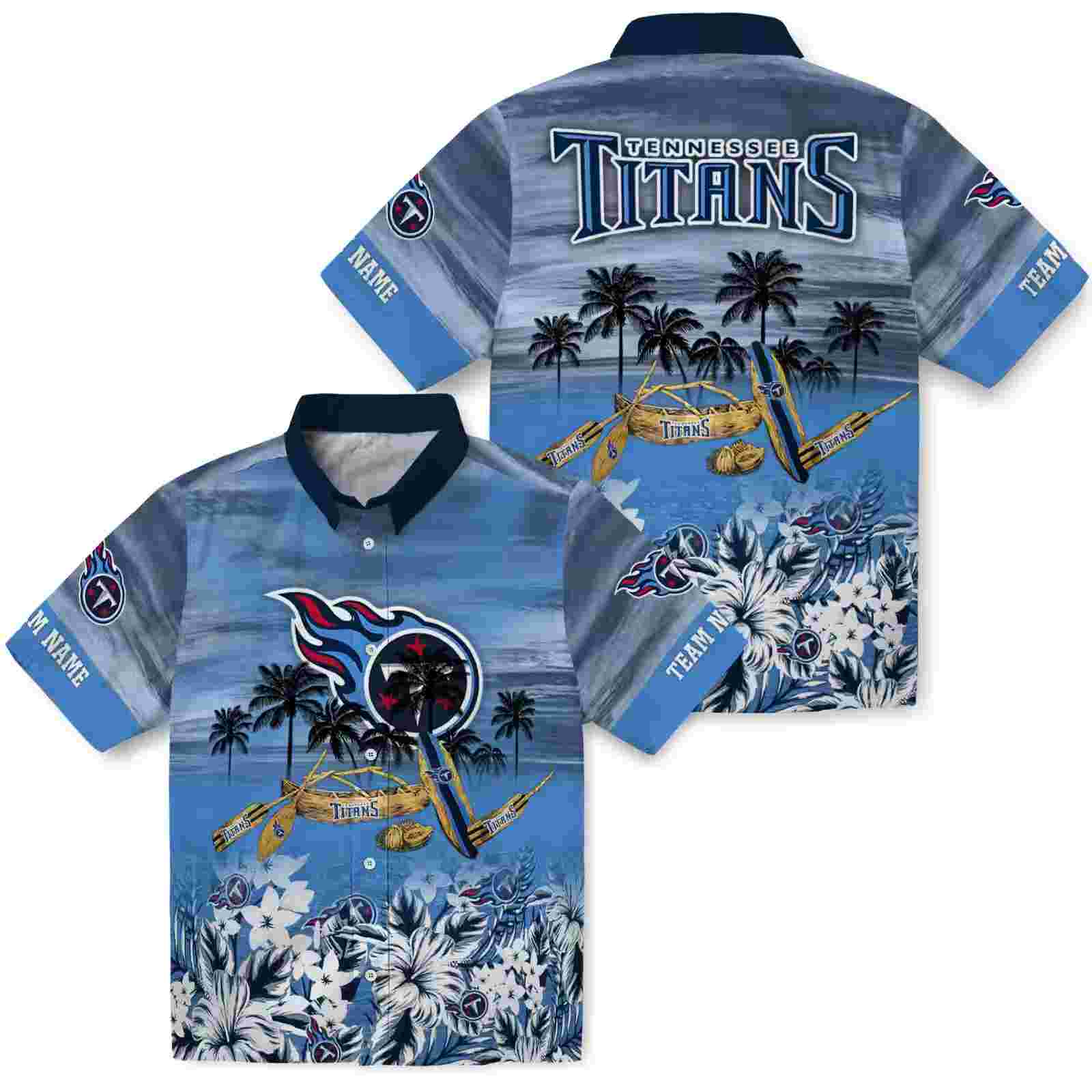 personalized tennessee titans tropical canoe navy hawaiian shirt high quality