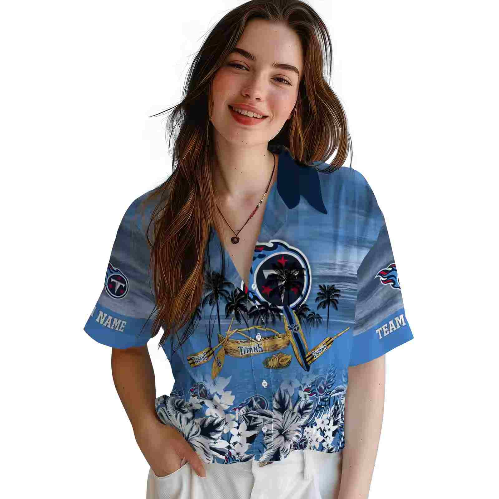 personalized tennessee titans tropical canoe navy hawaiian shirt latest model