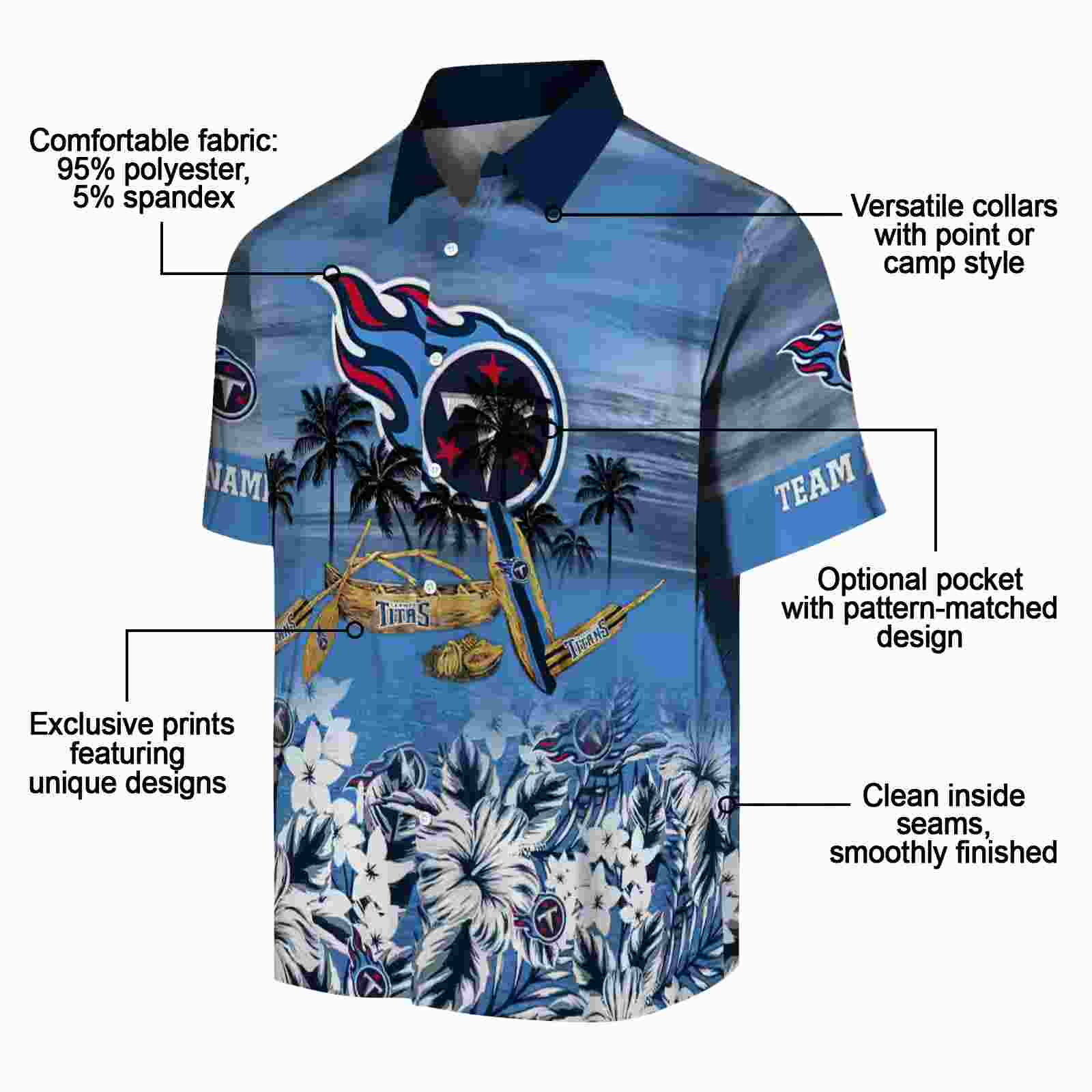 personalized tennessee titans tropical canoe navy hawaiian shirt new arrival