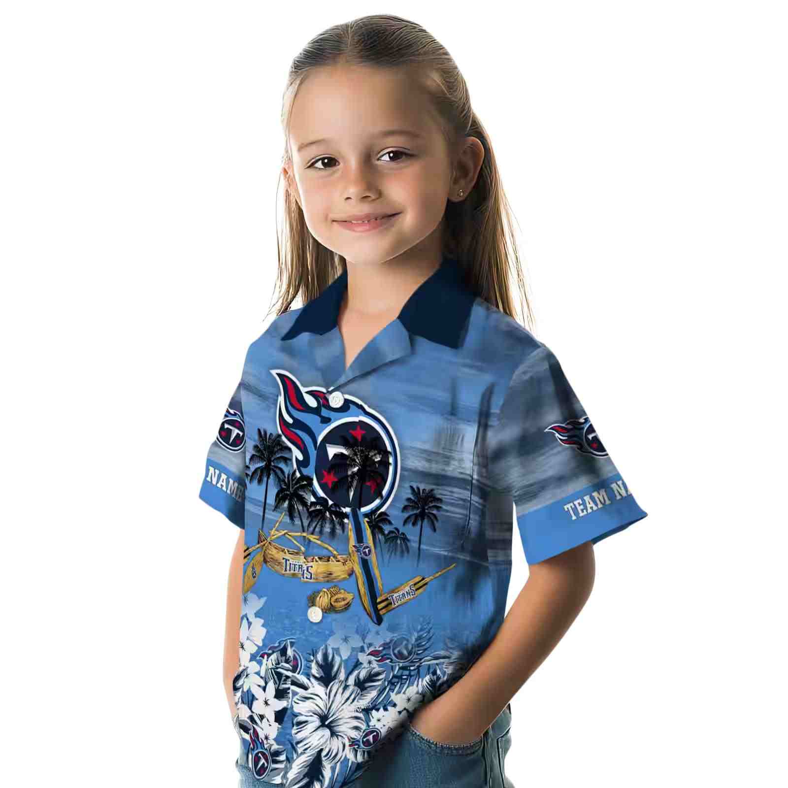 personalized tennessee titans tropical canoe navy hawaiian shirt premium grade