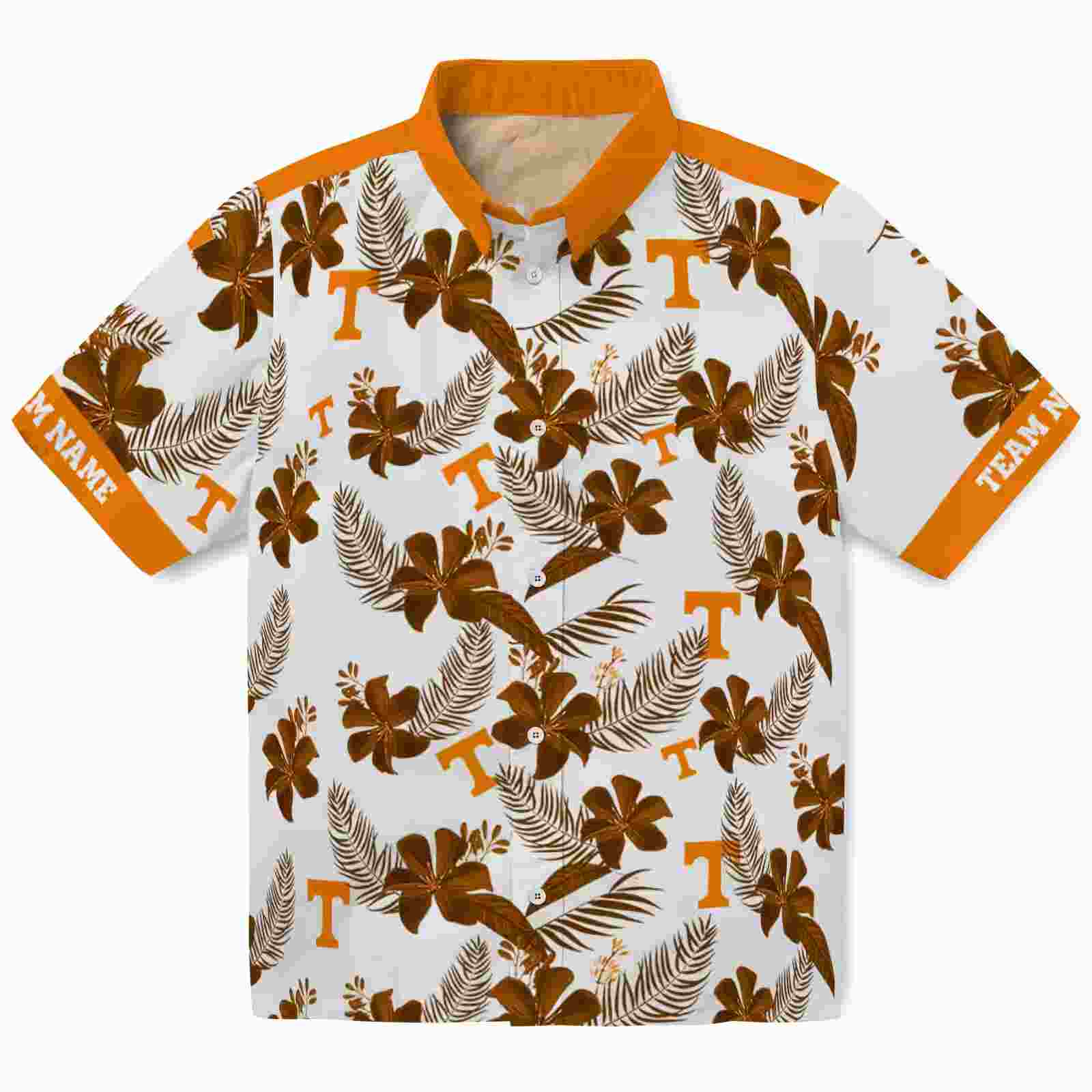 Personalized Tennessee Volunteers Botanical Print White Hawaiian Shirt