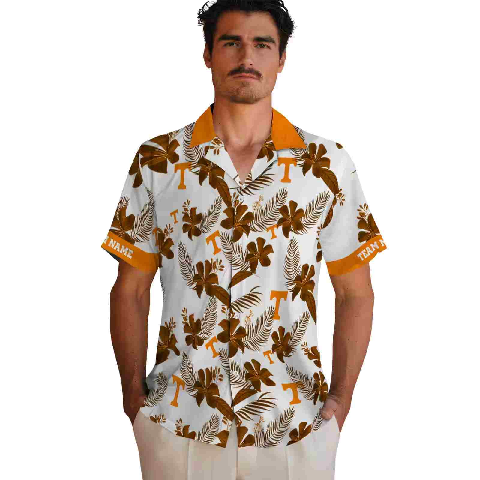 personalized tennessee volunteers botanical print white hawaiian shirt fashion forward