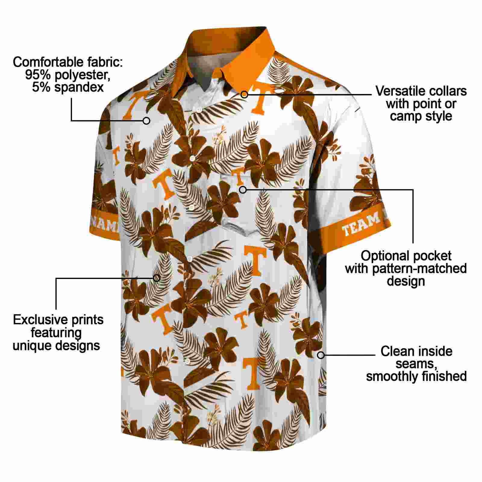 personalized tennessee volunteers botanical print white hawaiian shirt new arrival