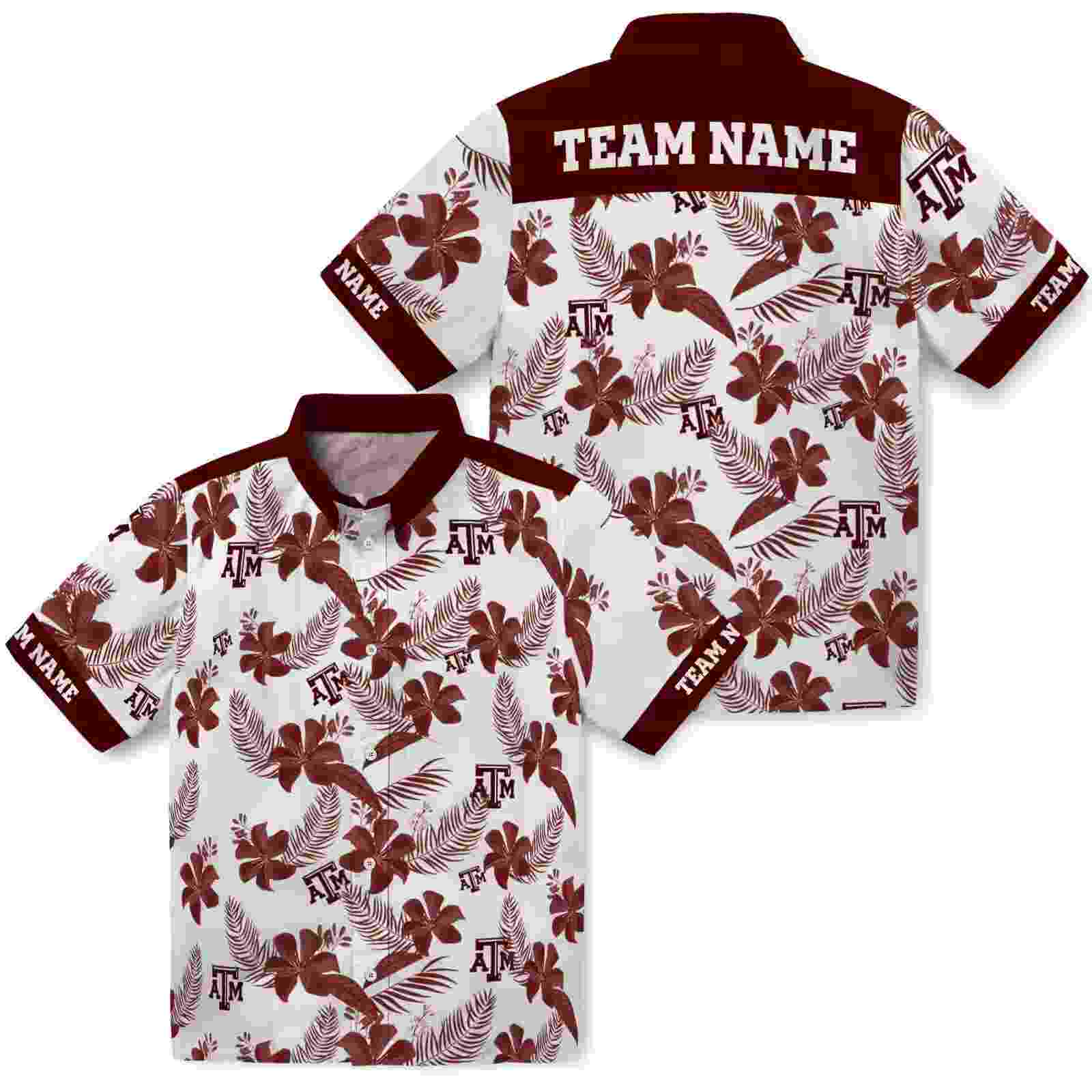 personalized texas am aggies botanical print white hawaiian shirt high quality