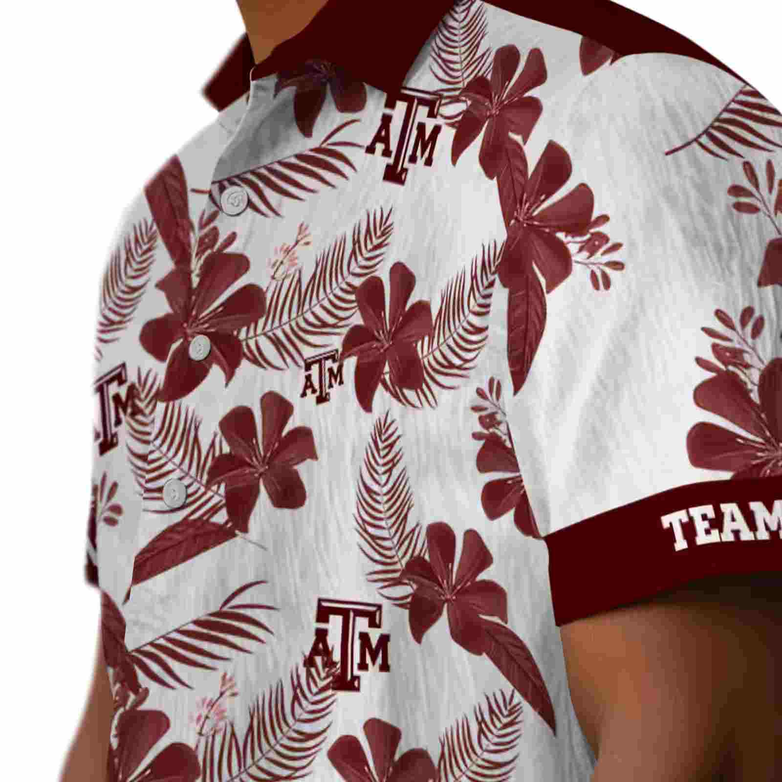 personalized texas am aggies botanical print white hawaiian shirt trendy