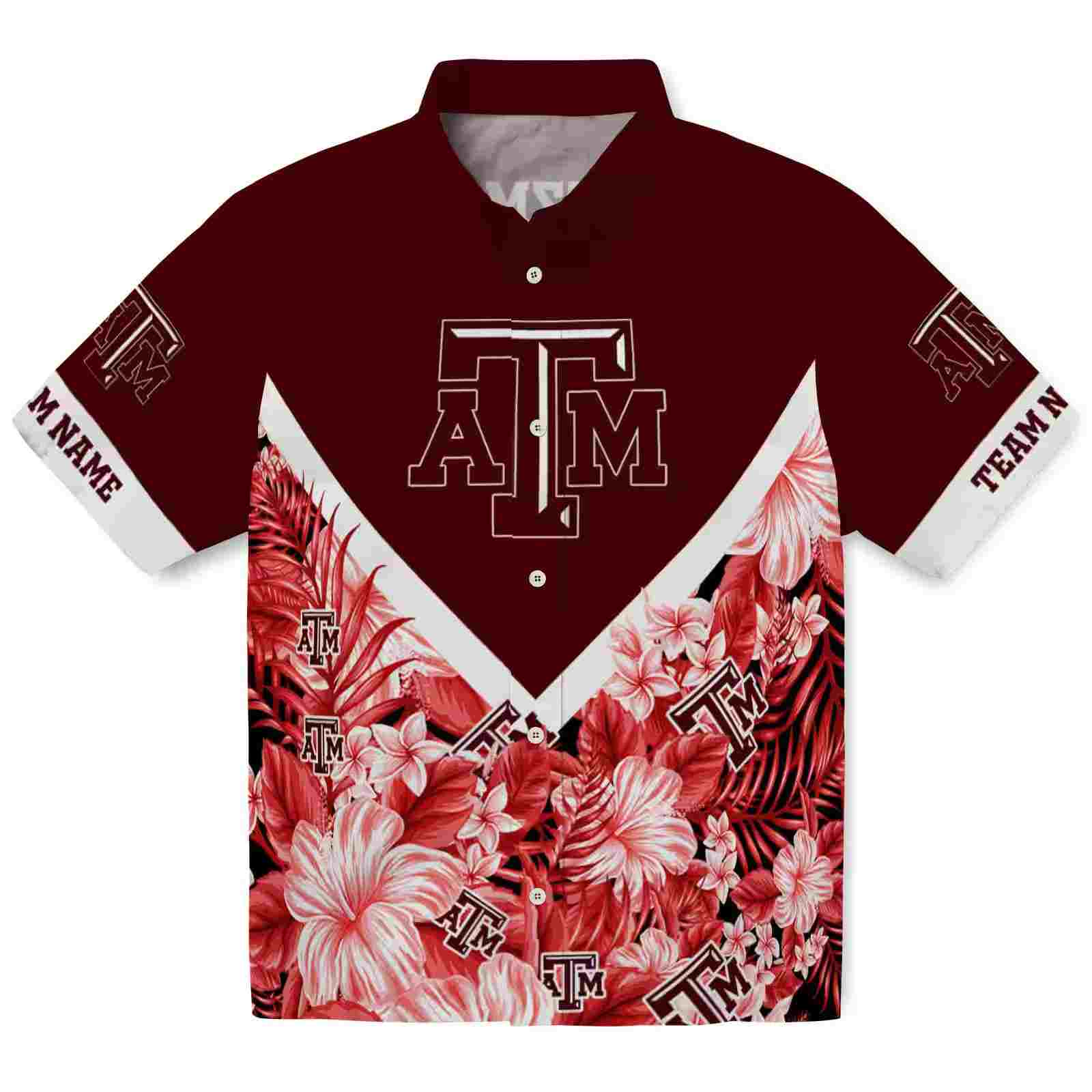 Personalized Texas A&M Aggies Floral Chevron Maroon Hawaiian Shirt