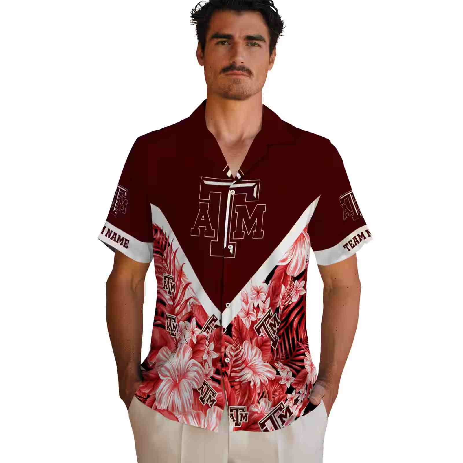 personalized texas am aggies floral chevron maroon hawaiian shirt fashion forward