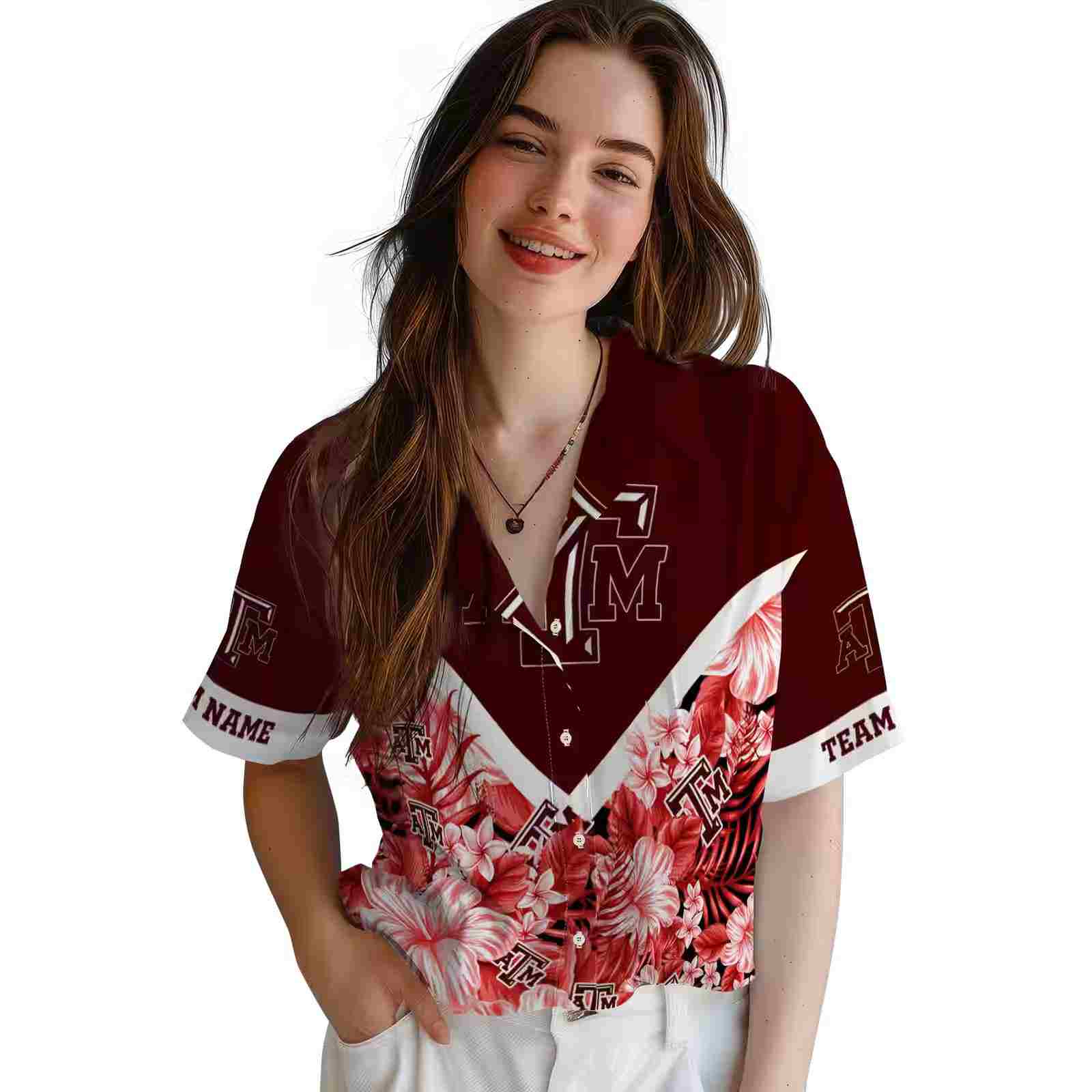 personalized texas am aggies floral chevron maroon hawaiian shirt latest model