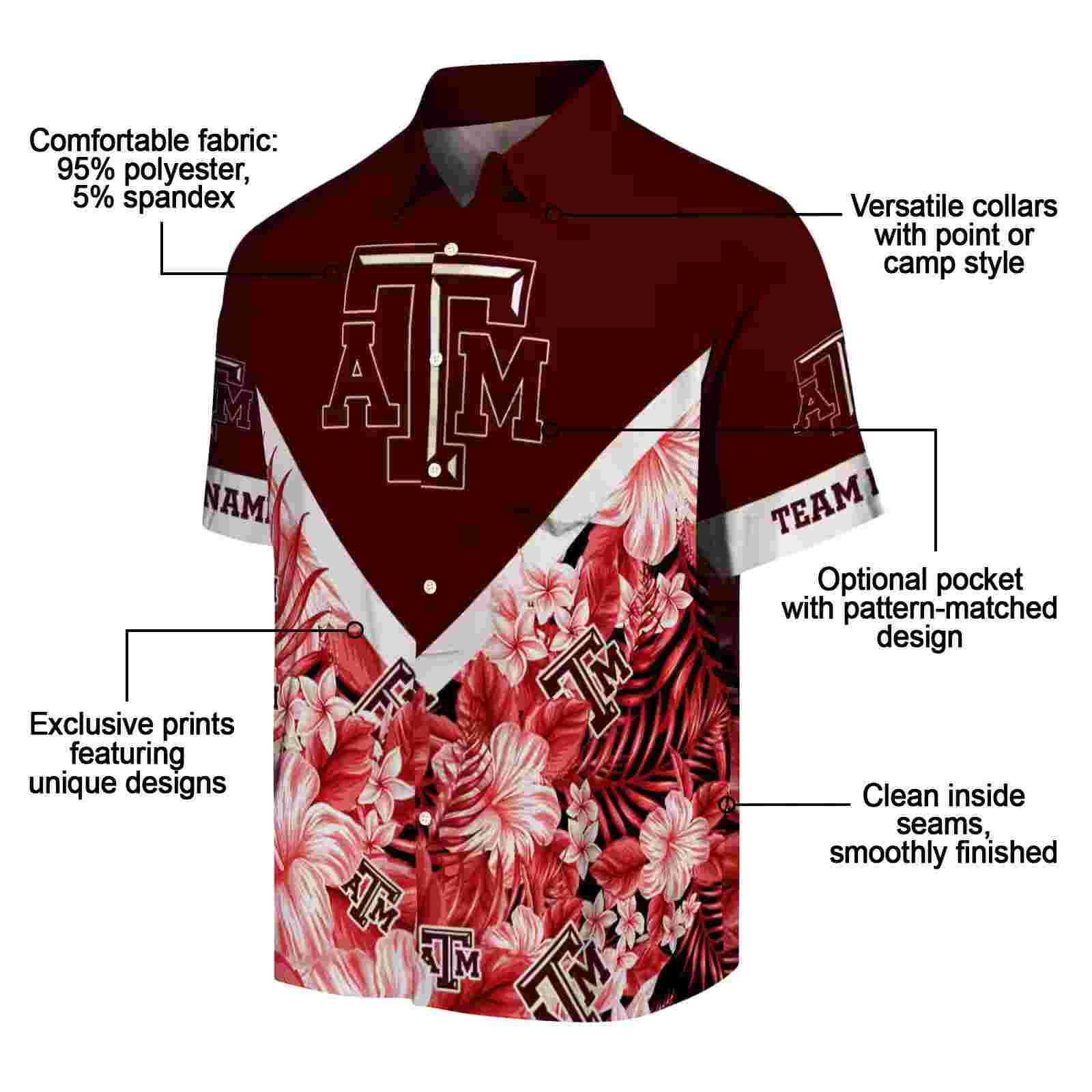 personalized texas am aggies floral chevron maroon hawaiian shirt new arrival