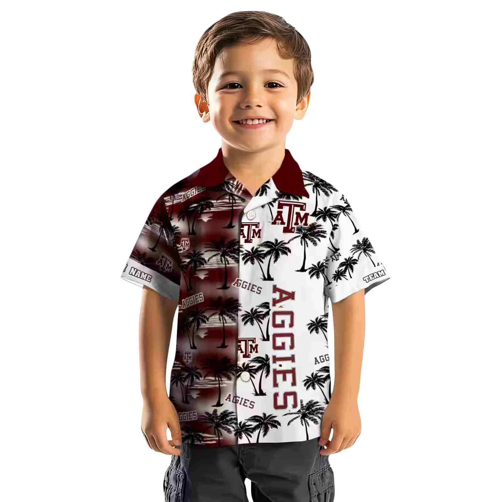 personalized texas am aggies palm silhouettes maroon hawaiian shirt top rated