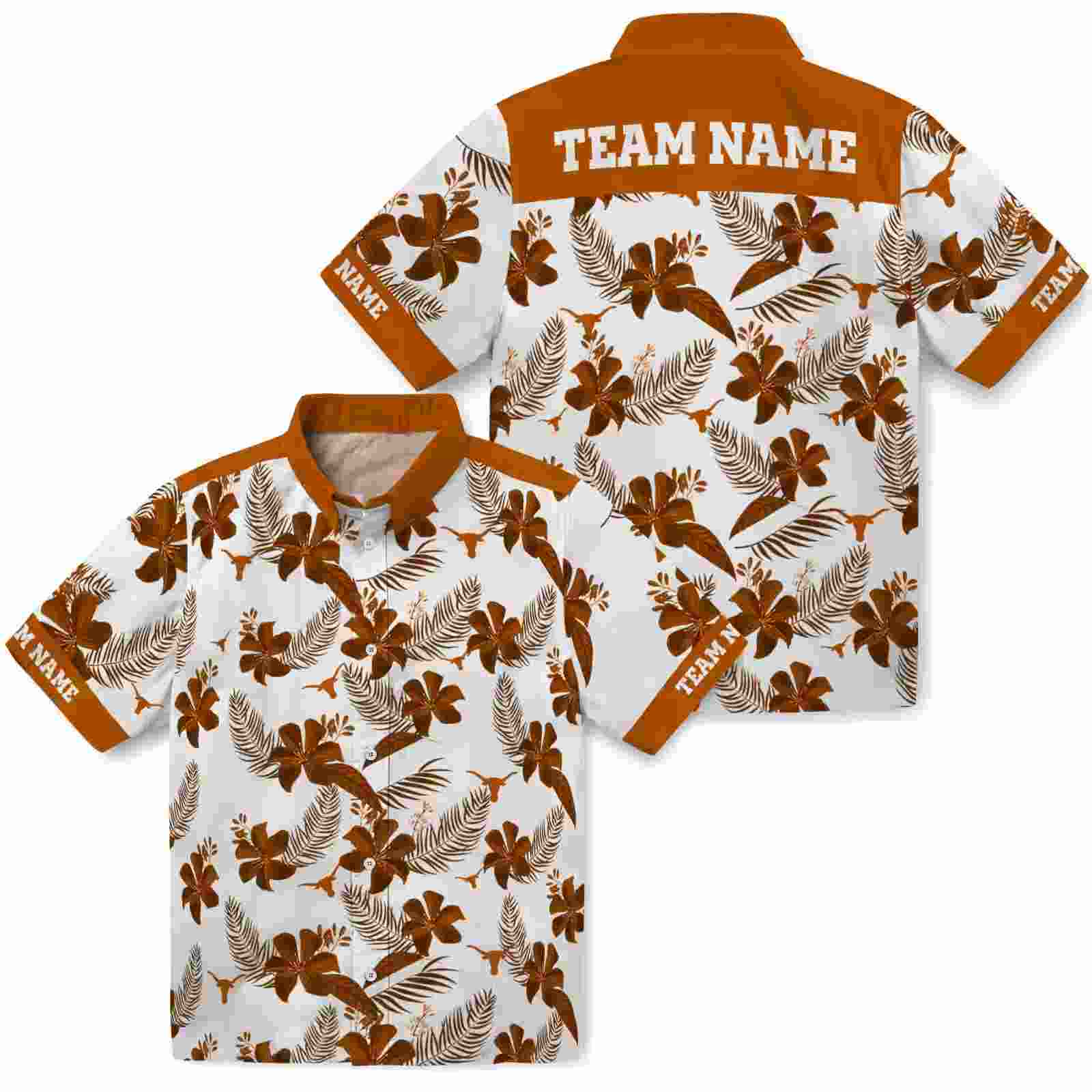 personalized texas longhorns botanical print white hawaiian shirt high quality