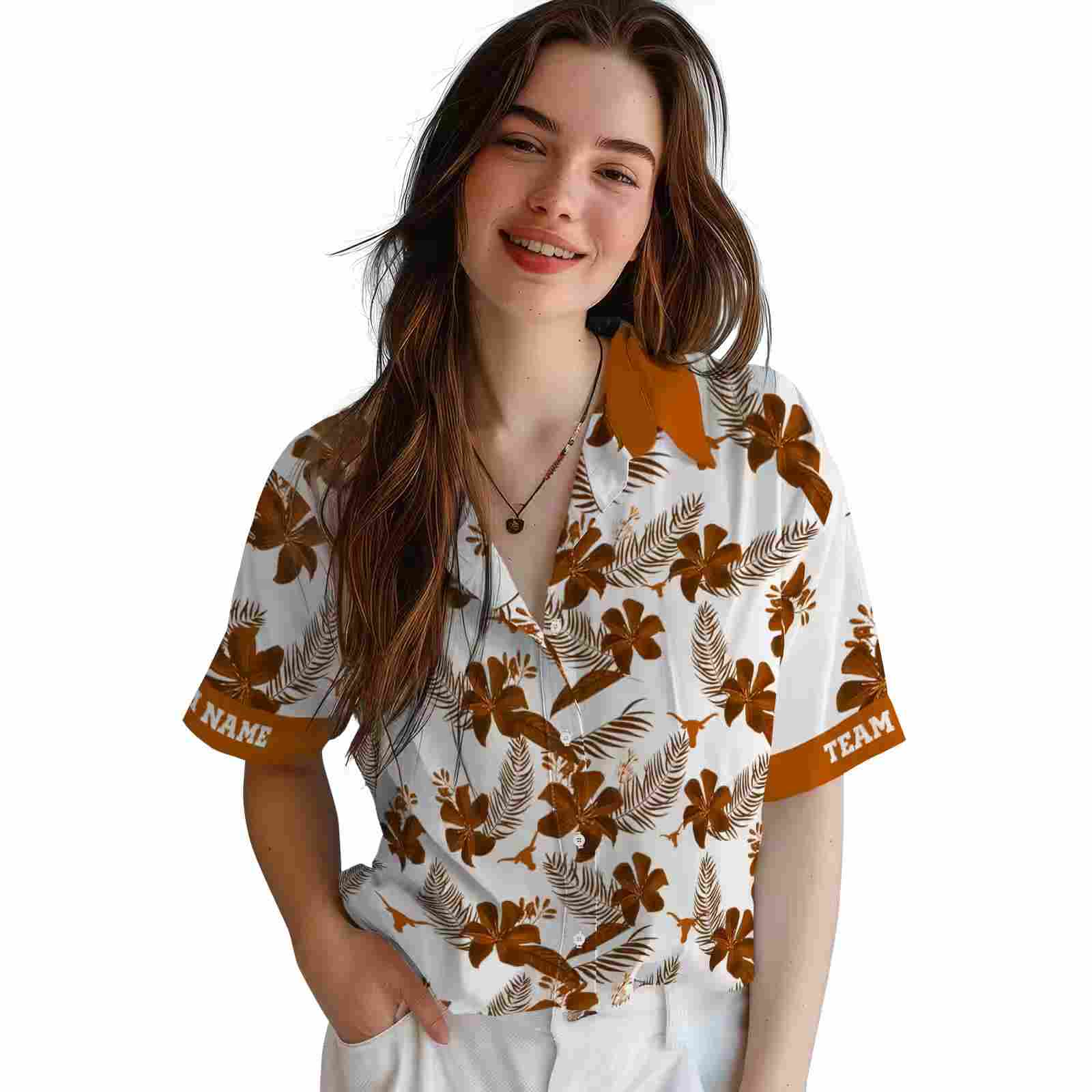 personalized texas longhorns botanical print white hawaiian shirt latest model