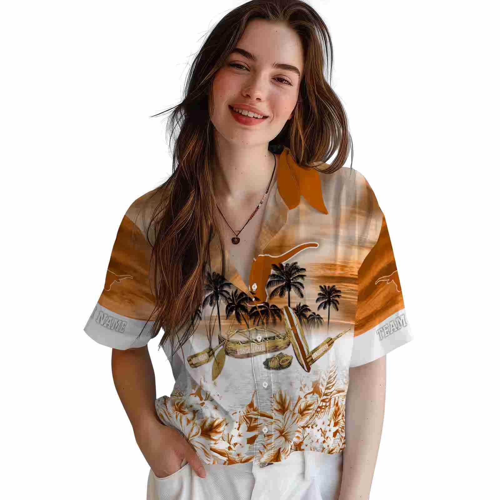 personalized texas longhorns tropical canoe orange hawaiian shirt latest model