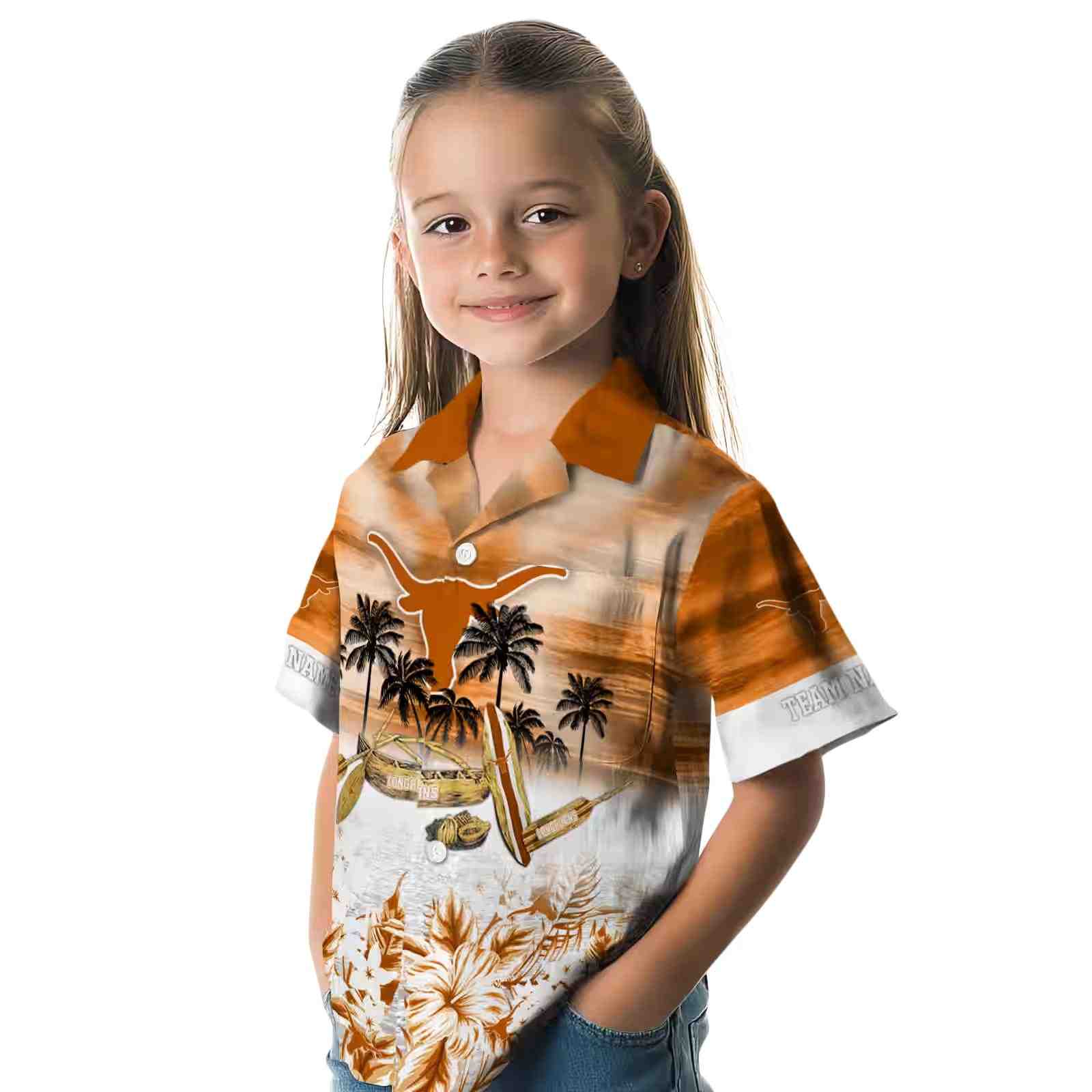 personalized texas longhorns tropical canoe orange hawaiian shirt premium grade