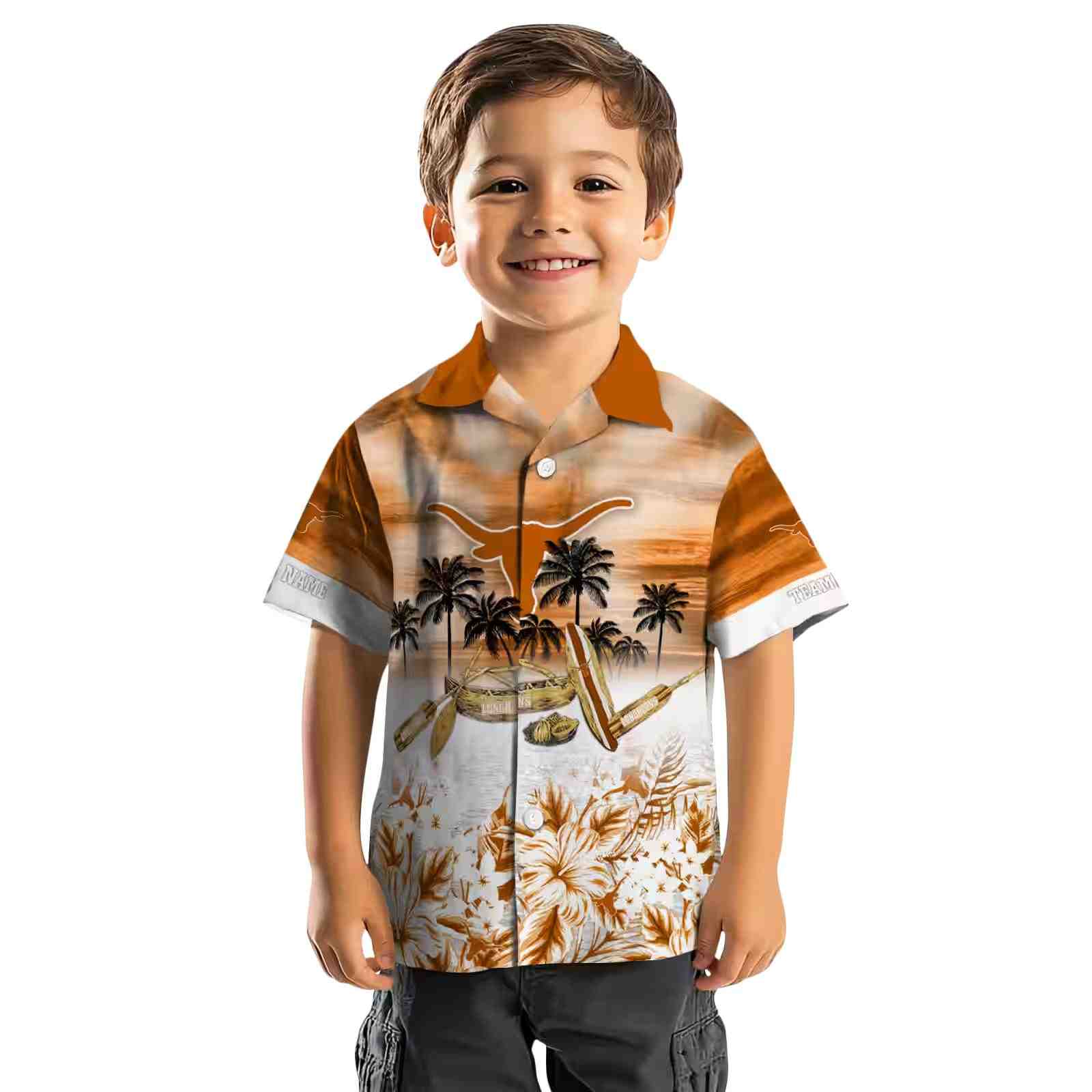 personalized texas longhorns tropical canoe orange hawaiian shirt top rated