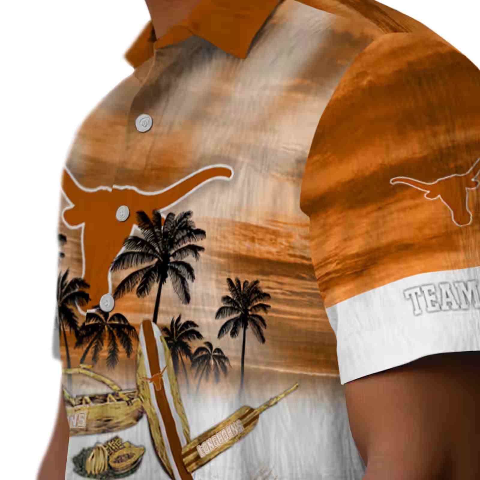 personalized texas longhorns tropical canoe orange hawaiian shirt trendy