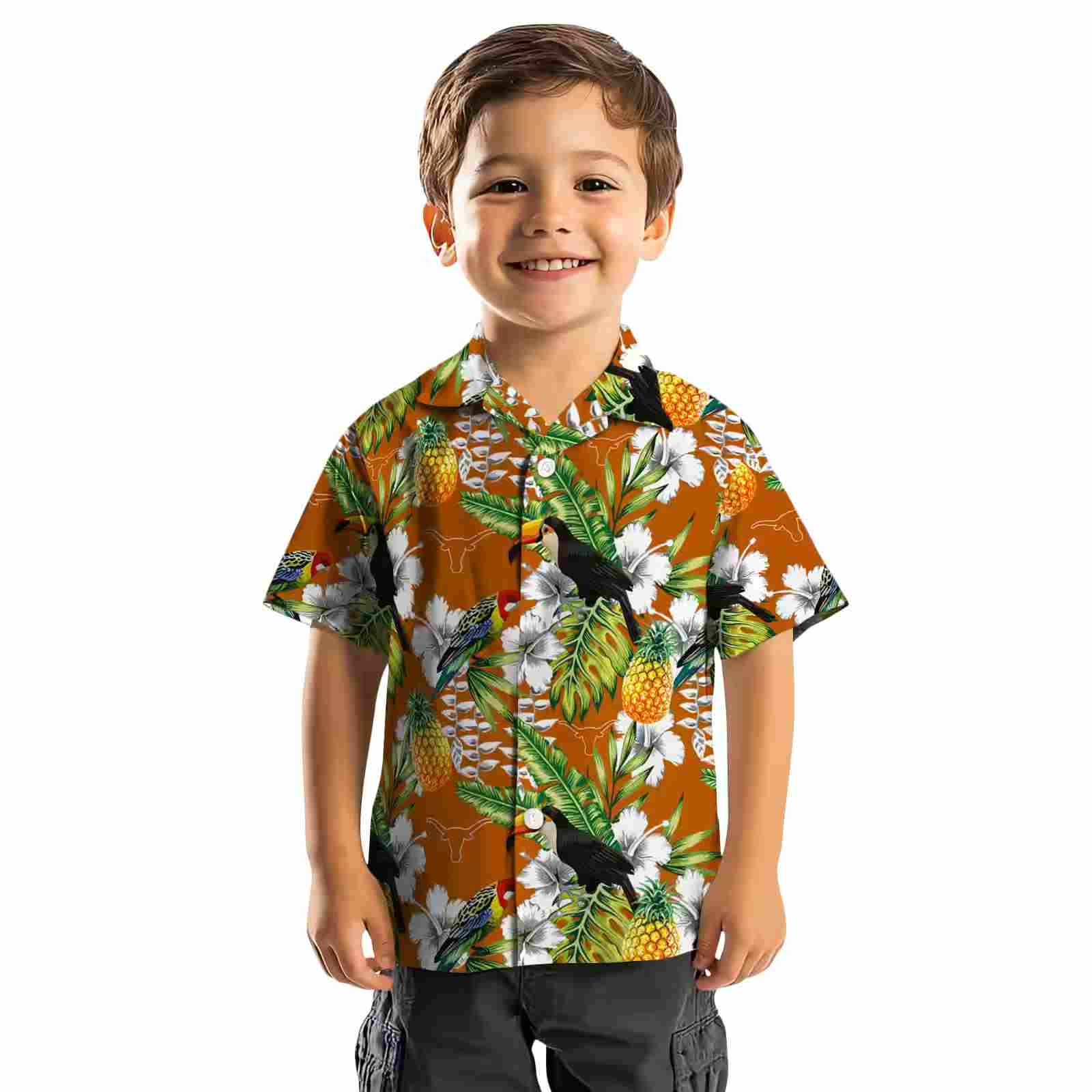 personalized texas longhorns tropical toucan orange green hawaiian shirt top rated